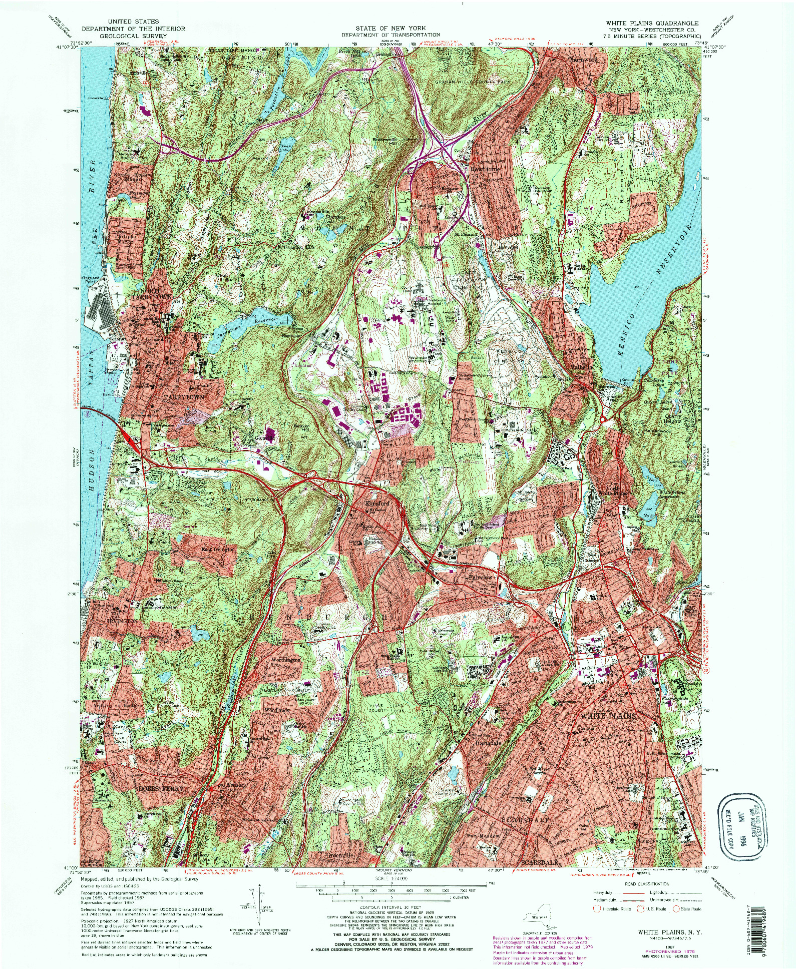 USGS 1:24000-SCALE QUADRANGLE FOR WHITE PLAINS, NY 1967