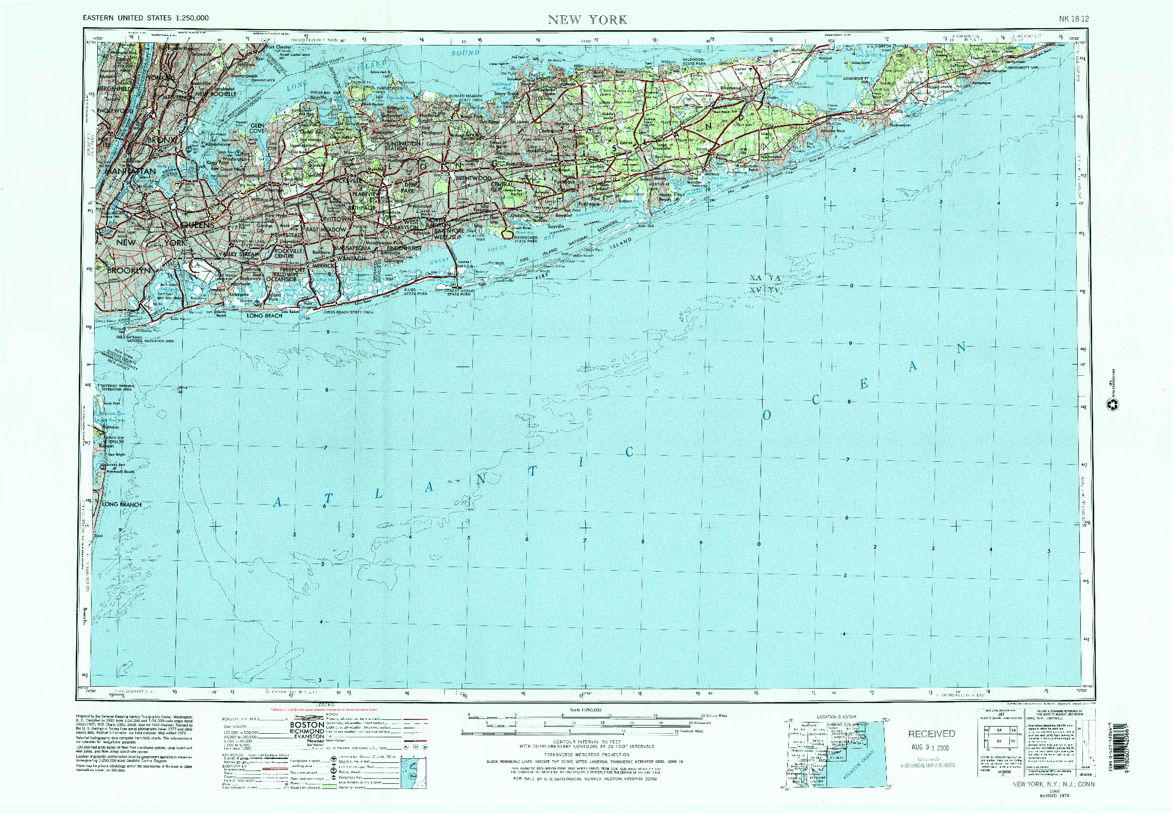 USGS 1:250000-SCALE QUADRANGLE FOR NEW YORK, NY 1960
