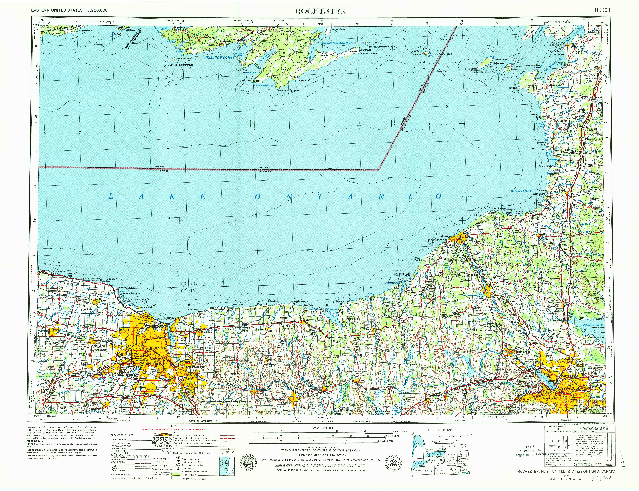 USGS 1:250000-SCALE QUADRANGLE FOR ROCHESTER, NY 1961