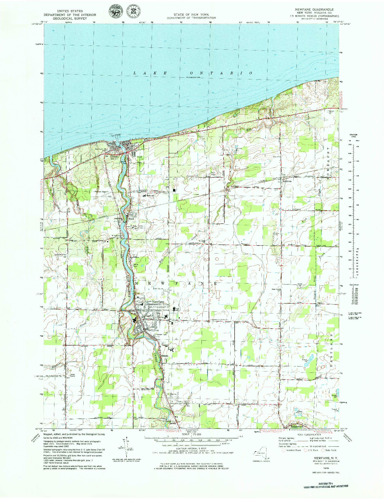 USGS 1:25000-SCALE QUADRANGLE FOR NEWFANE, NY 1978