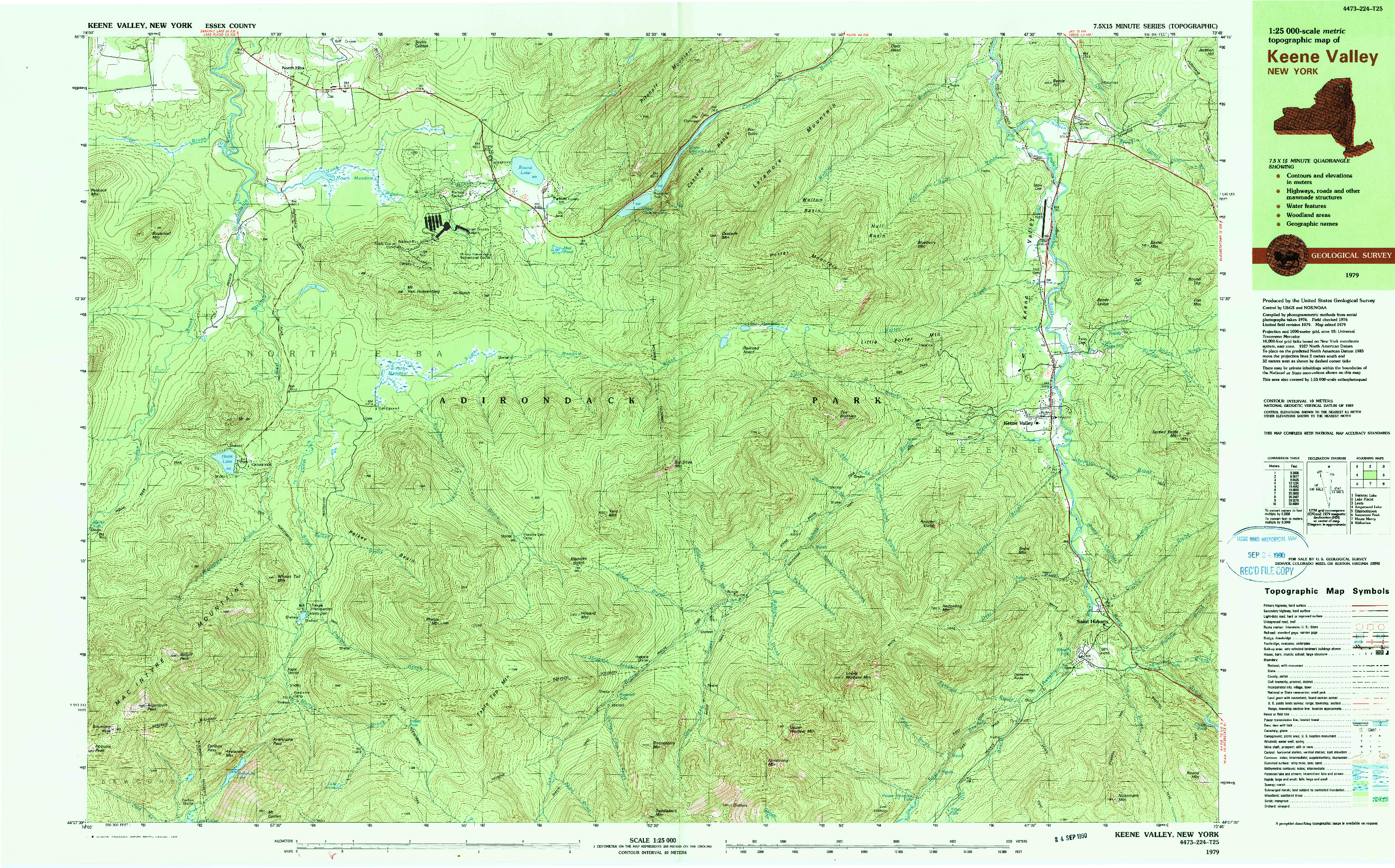 USGS 1:25000-SCALE QUADRANGLE FOR KEENE VALLEY, NY 1979