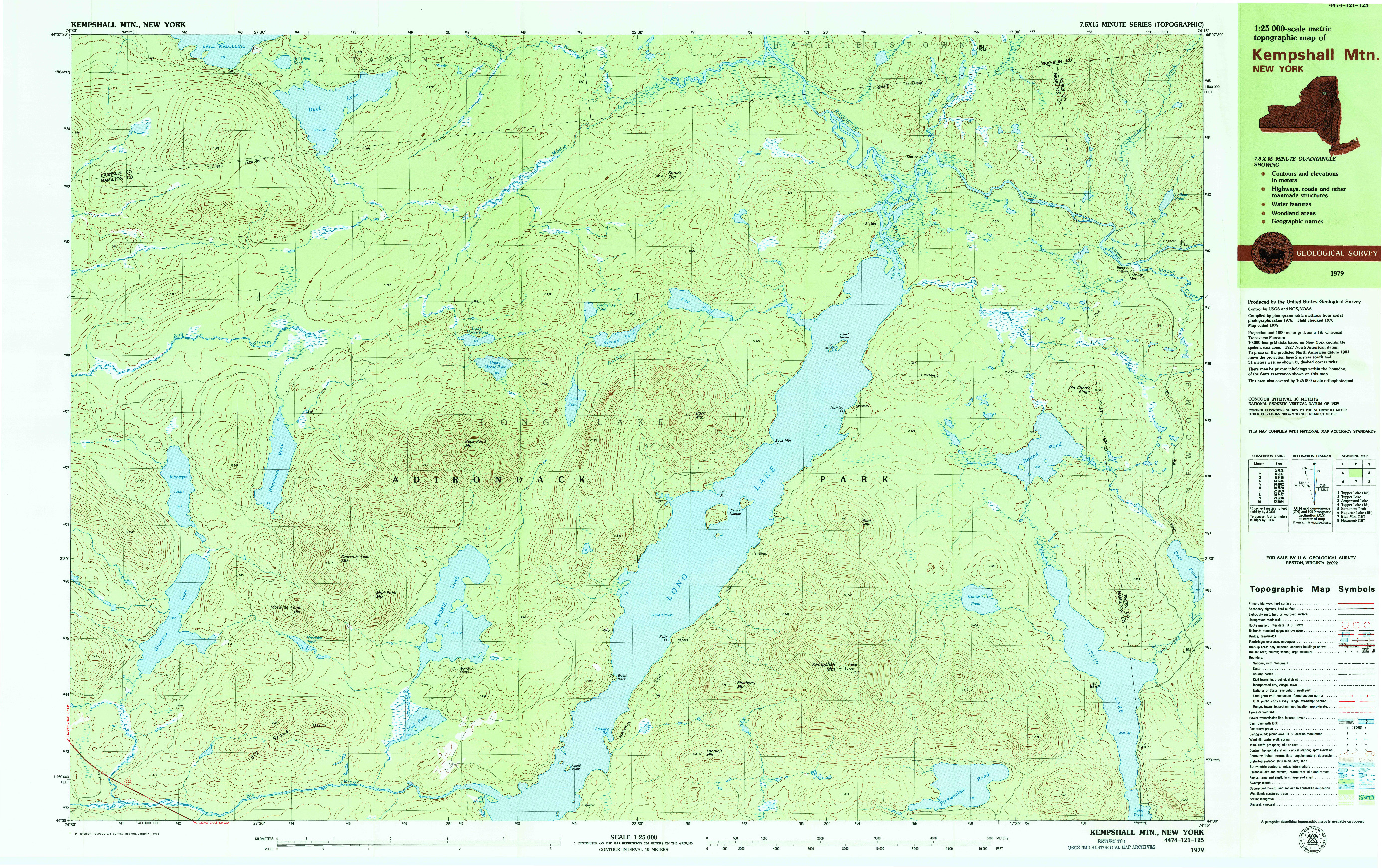 USGS 1:25000-SCALE QUADRANGLE FOR KEMPSHALL MTN, NY 1979