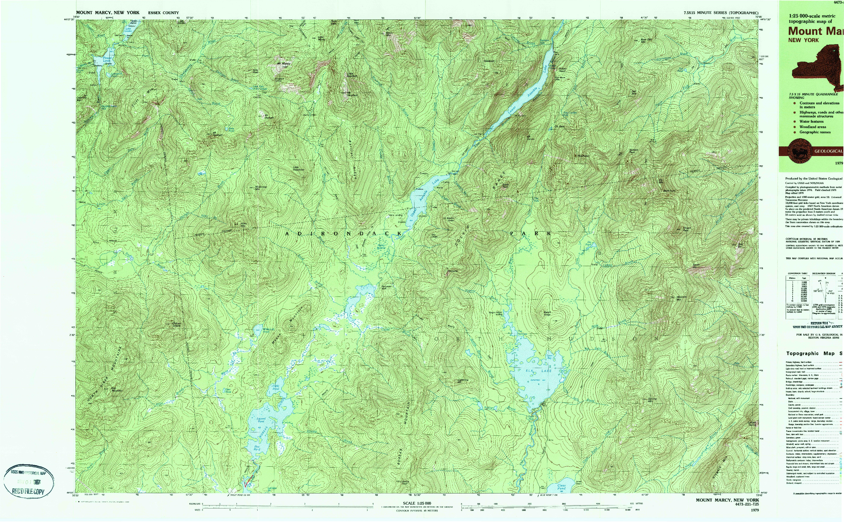 USGS 1:25000-SCALE QUADRANGLE FOR MOUNT MARCY, NY 1979