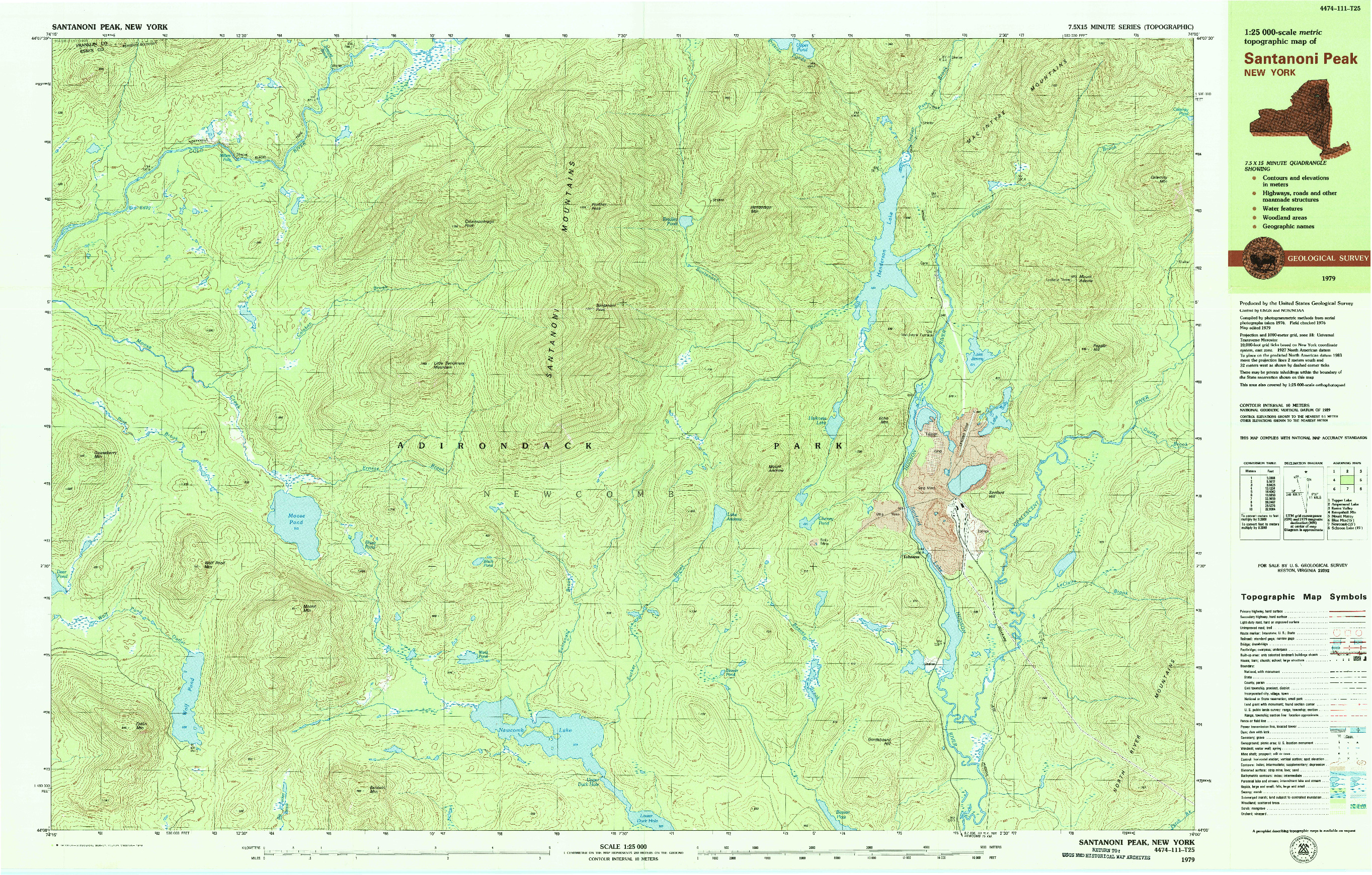USGS 1:25000-SCALE QUADRANGLE FOR SANTANONI PEAK, NY 1979