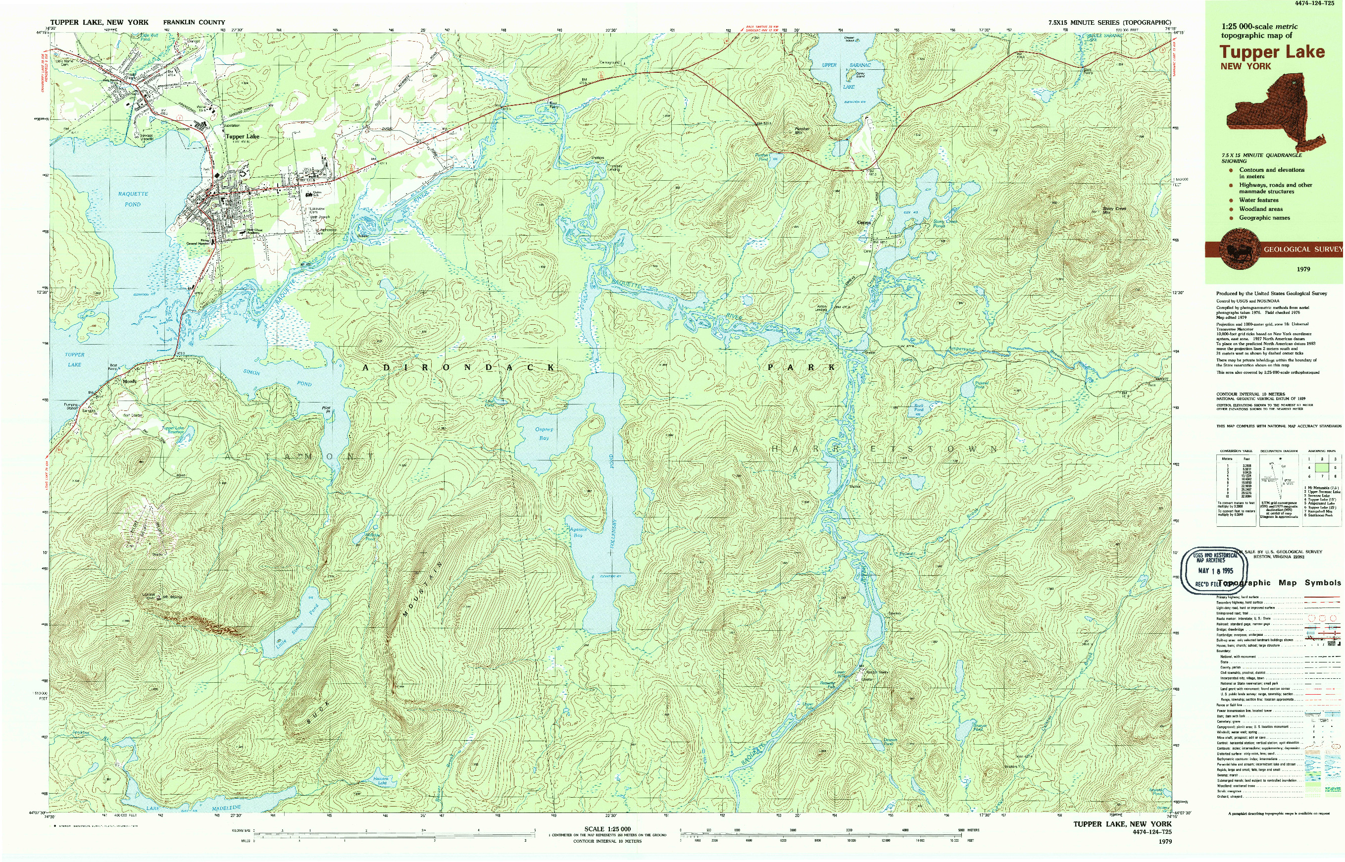 USGS 1:25000-SCALE QUADRANGLE FOR TUPPER LAKE, NY 1979