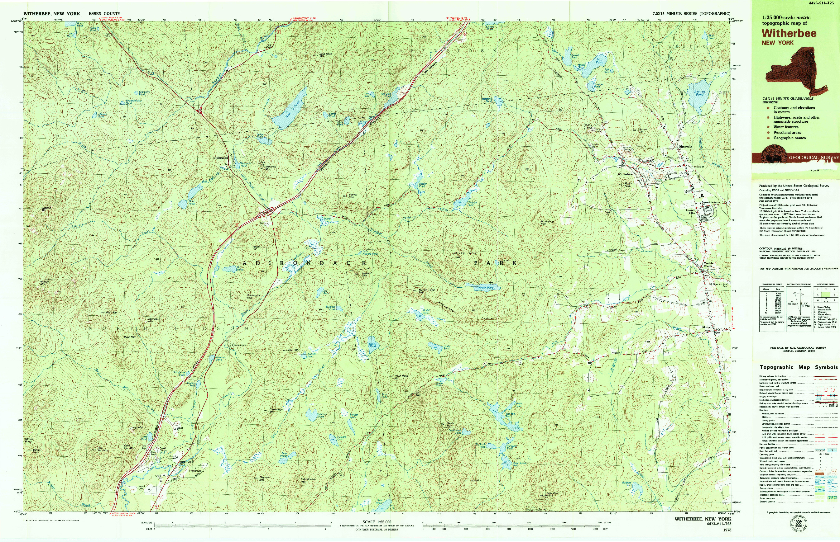 USGS 1:25000-SCALE QUADRANGLE FOR WITHERBEE, NY 1978