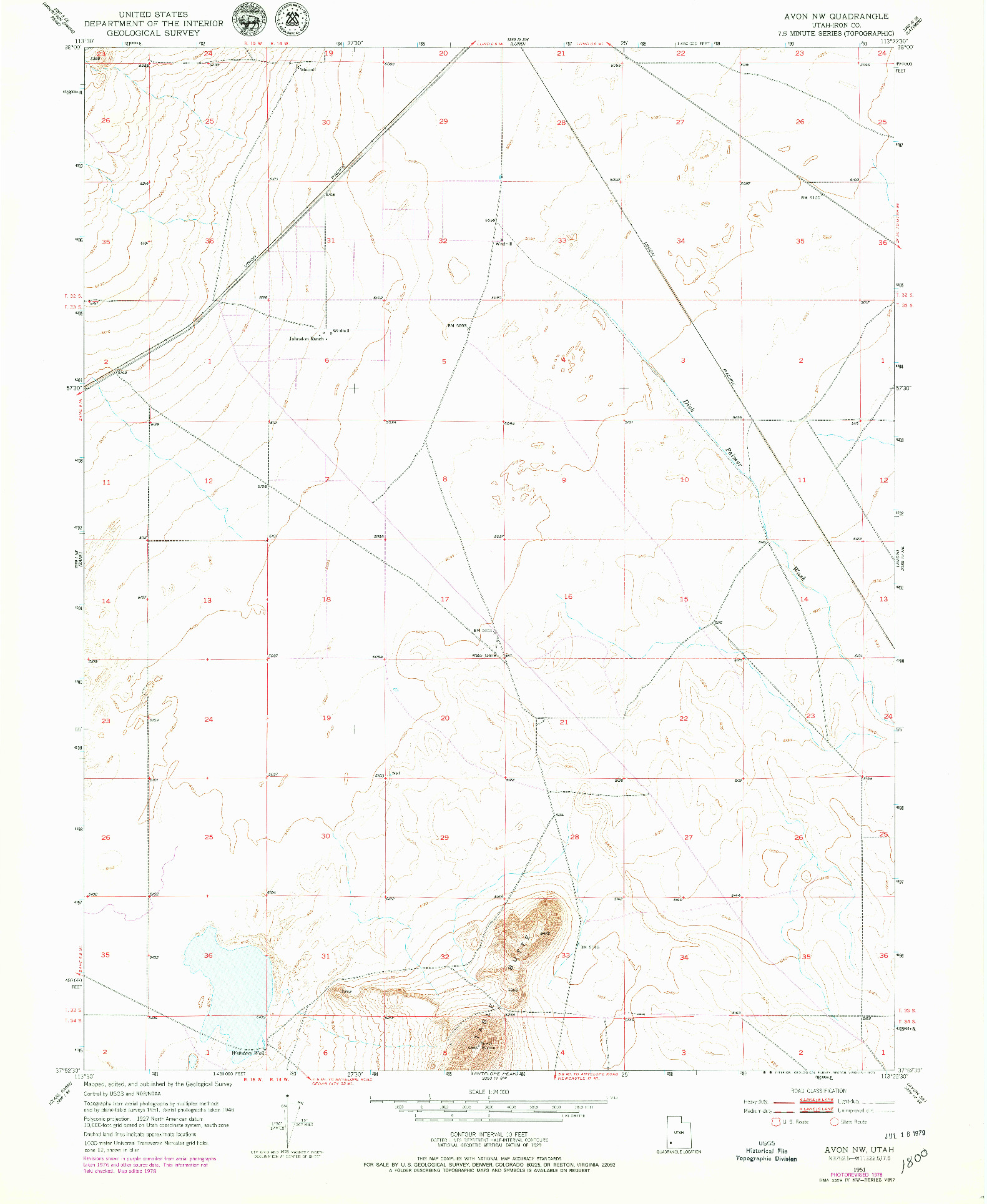 USGS 1:24000-SCALE QUADRANGLE FOR AVON NW, UT 1951