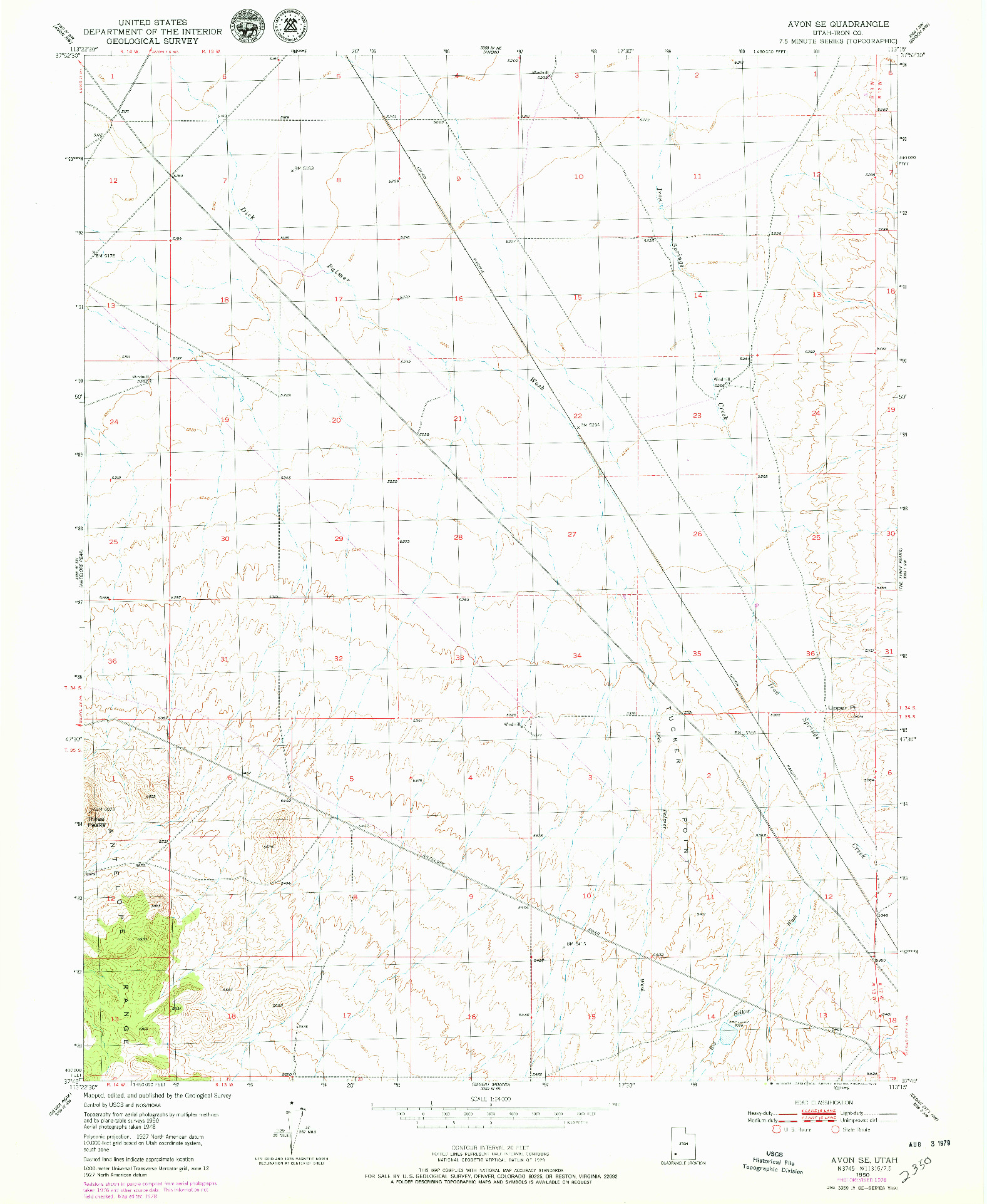 USGS 1:24000-SCALE QUADRANGLE FOR AVON SE, UT 1950