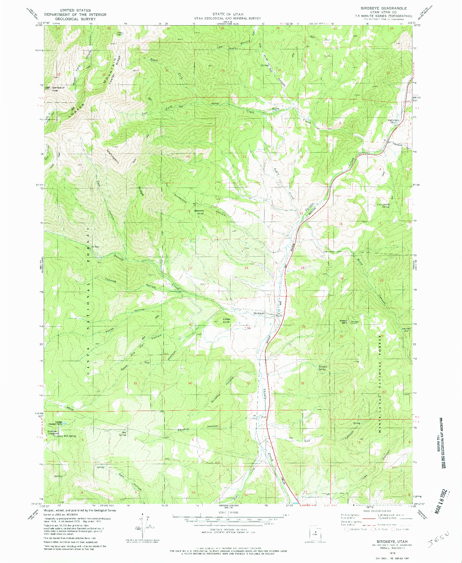 USGS 1:24000-SCALE QUADRANGLE FOR BIRDSEYE, UT 1979