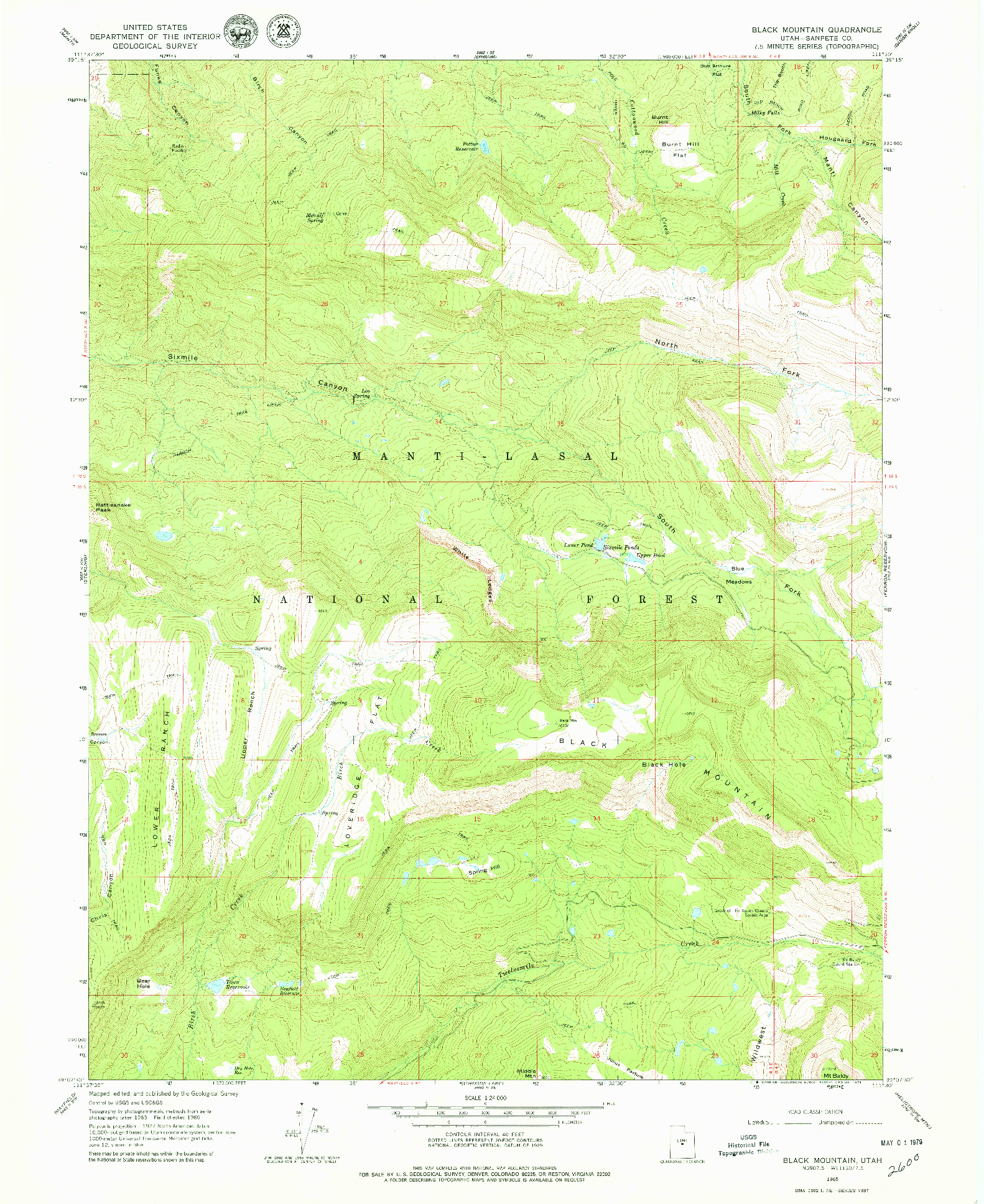 USGS 1:24000-SCALE QUADRANGLE FOR BLACK MOUNTAIN, UT 1965