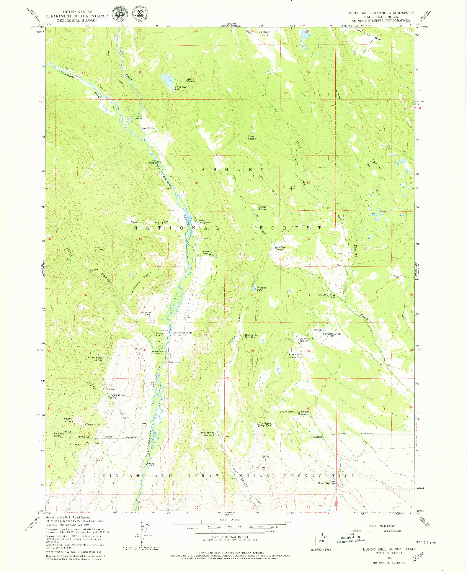 USGS 1:24000-SCALE QUADRANGLE FOR BURNT MILL SPRING, UT 1965