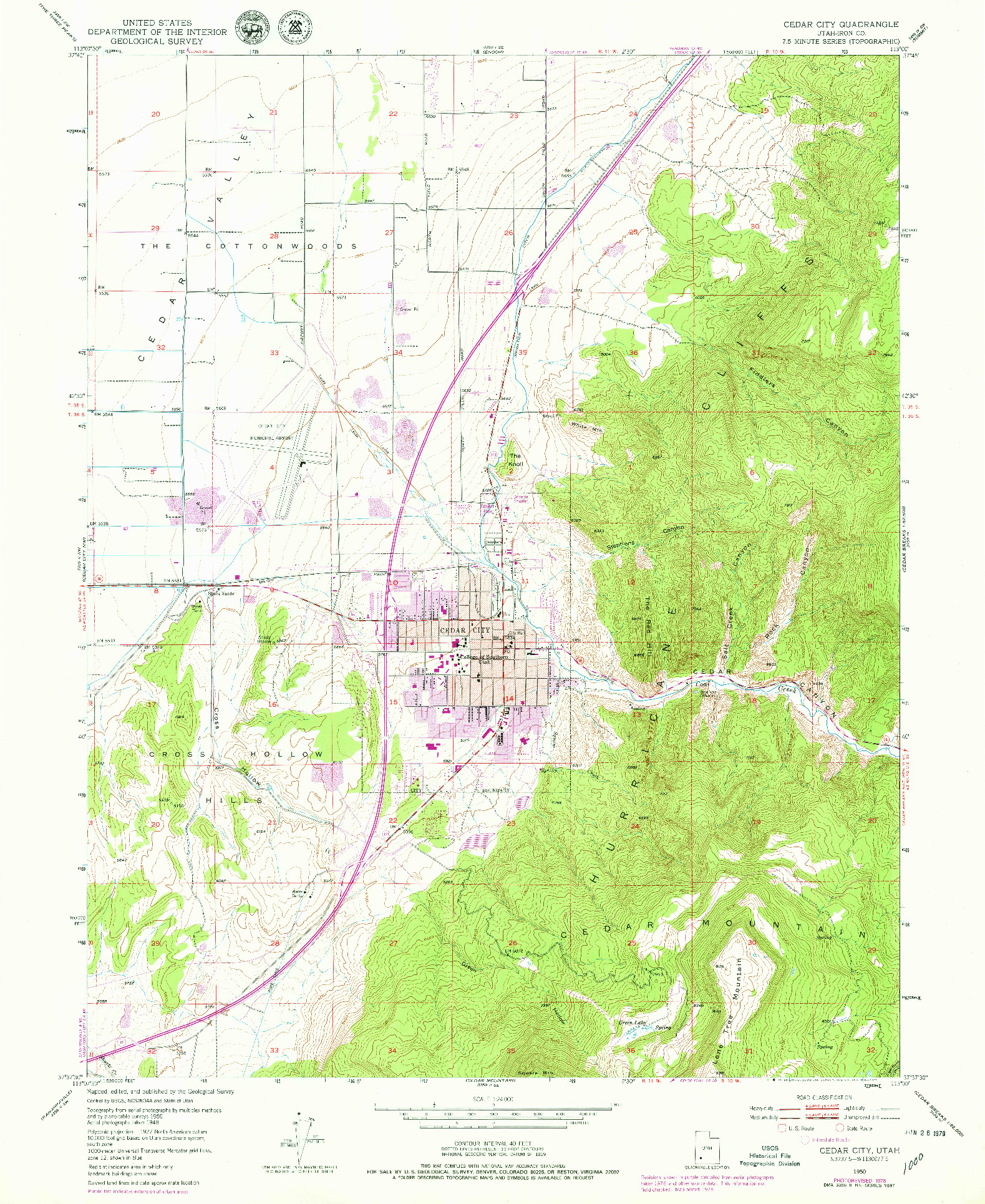 USGS 1:24000-SCALE QUADRANGLE FOR CEDAR CITY, UT 1950