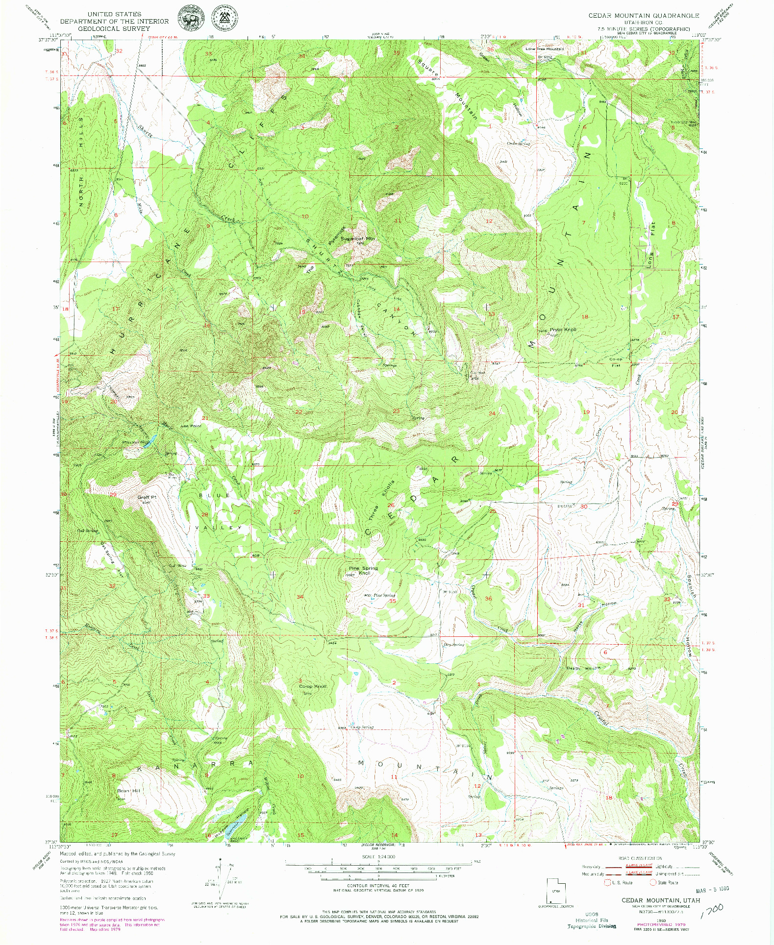 USGS 1:24000-SCALE QUADRANGLE FOR CEDAR MOUNTAIN, UT 1950