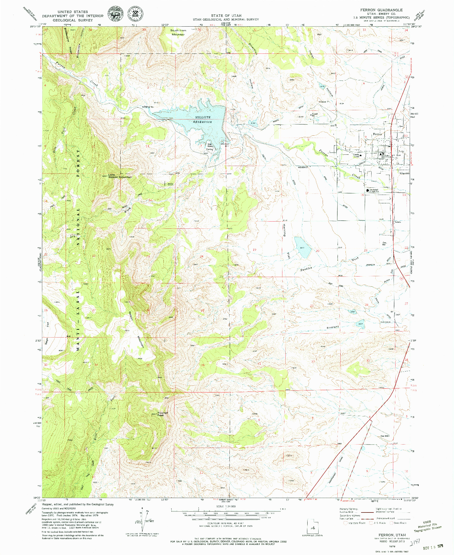 USGS 1:24000-SCALE QUADRANGLE FOR FERRON, UT 1979
