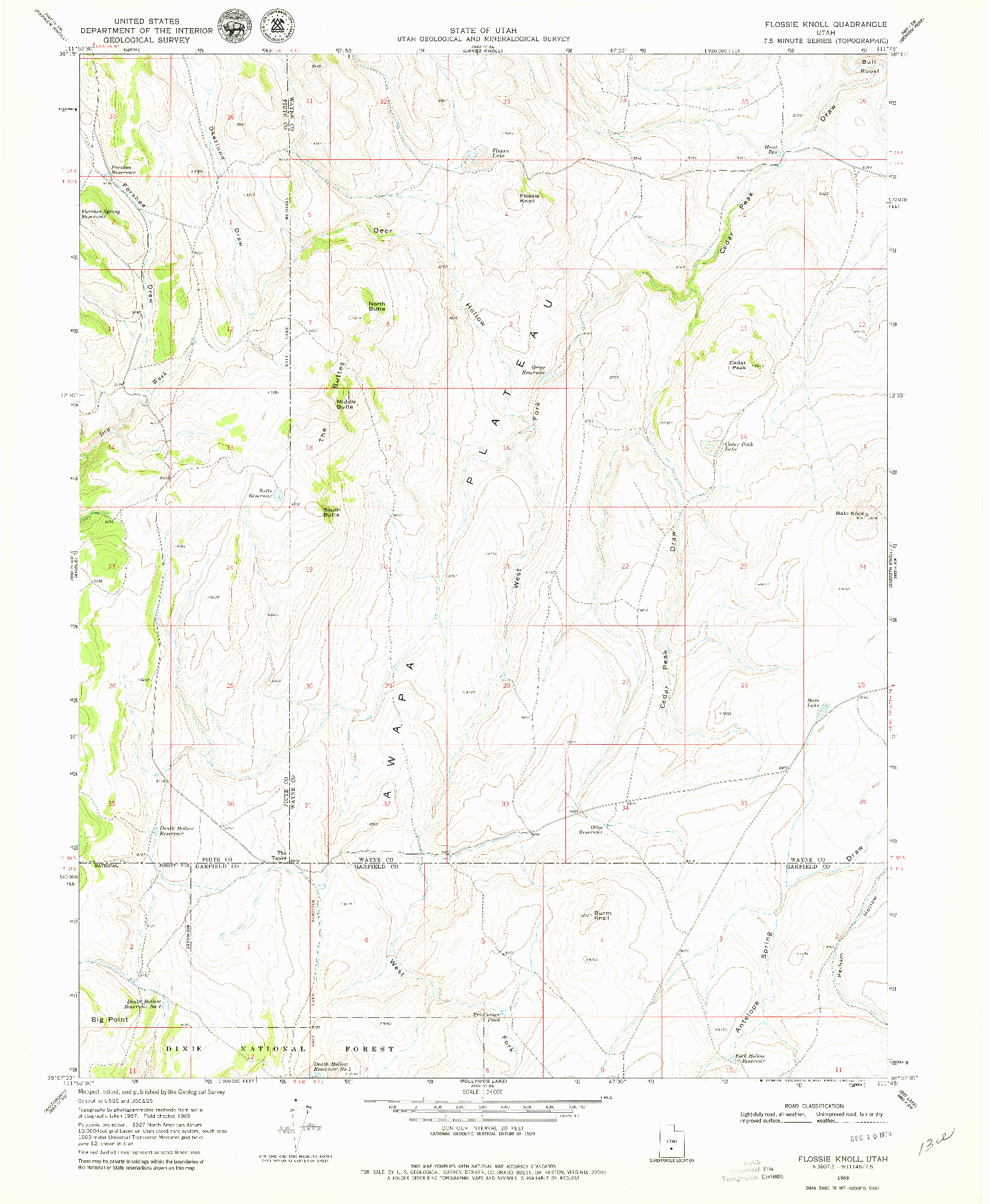 USGS 1:24000-SCALE QUADRANGLE FOR FLOSSIE KNOLL, UT 1969