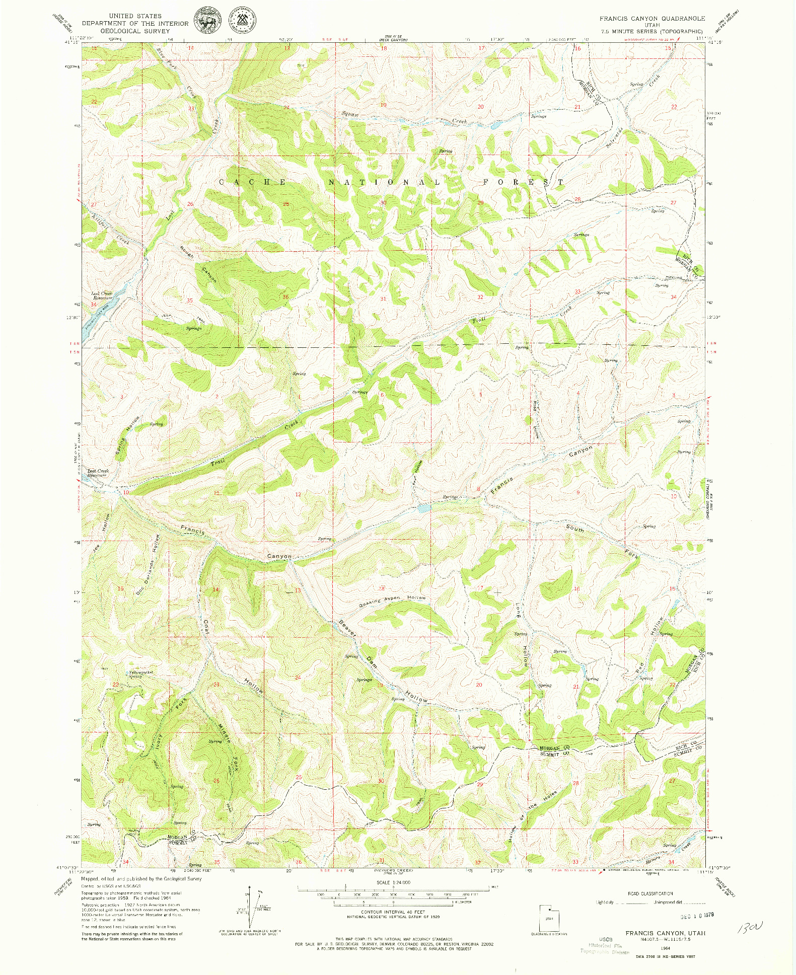 USGS 1:24000-SCALE QUADRANGLE FOR FRANCIS CANYON, UT 1964