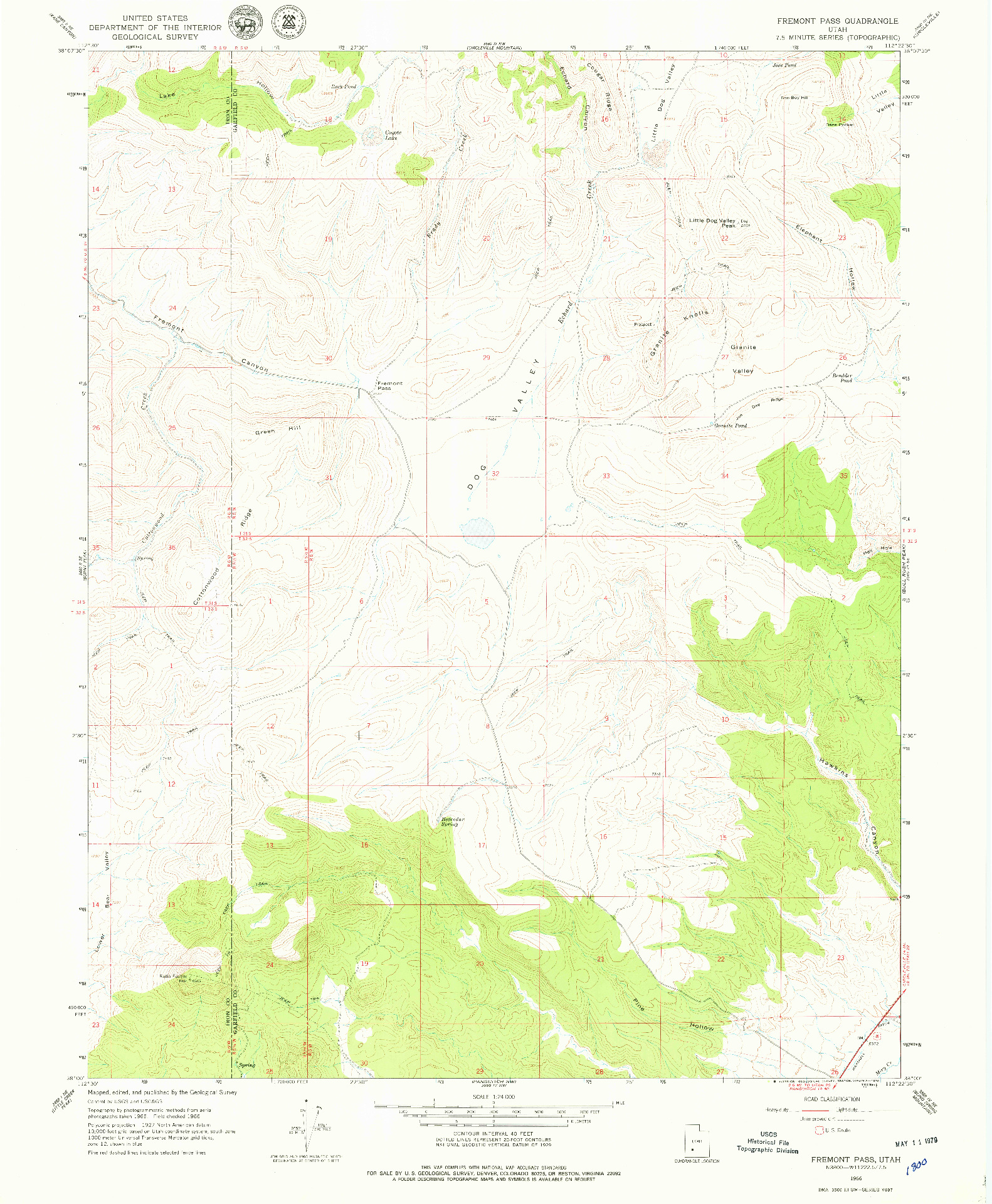 USGS 1:24000-SCALE QUADRANGLE FOR FREMONT PASS, UT 1966