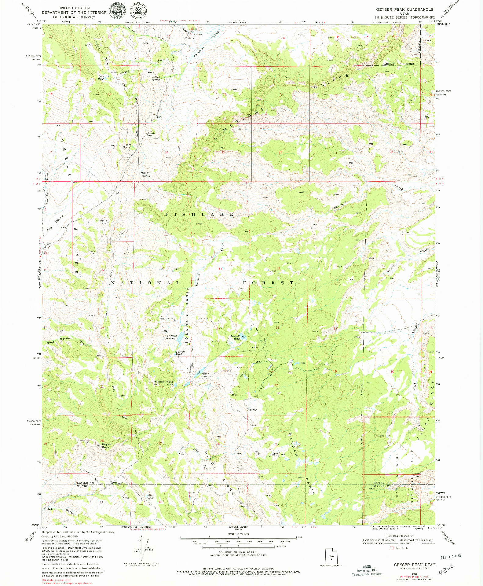 USGS 1:24000-SCALE QUADRANGLE FOR GEYSER PEAK, UT 1968