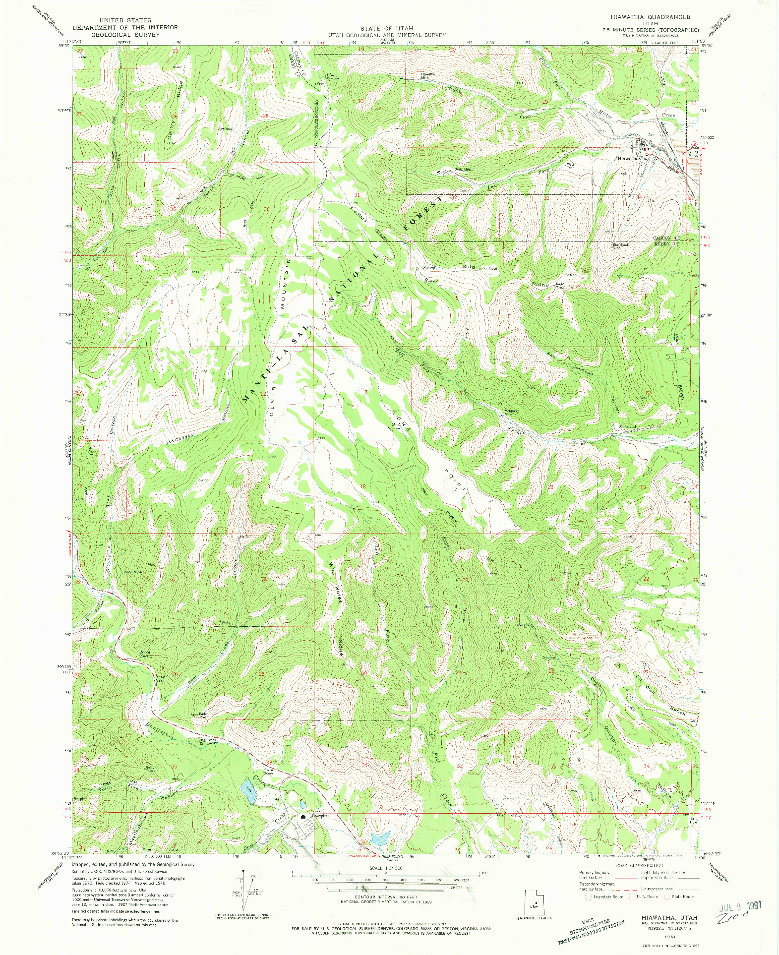 USGS 1:24000-SCALE QUADRANGLE FOR HIAWATHA, UT 1978