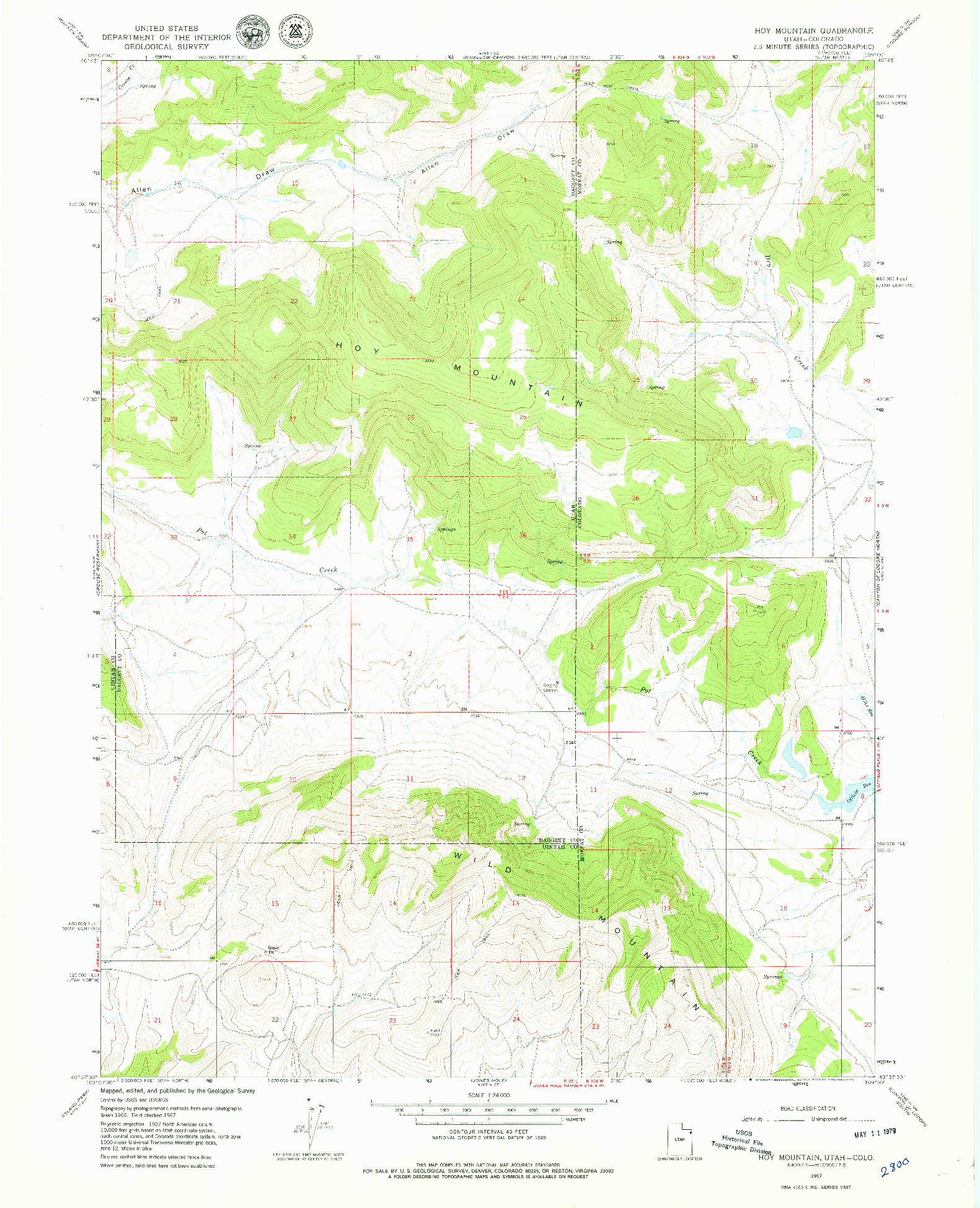 USGS 1:24000-SCALE QUADRANGLE FOR HOY MOUNTAIN, UT 1967