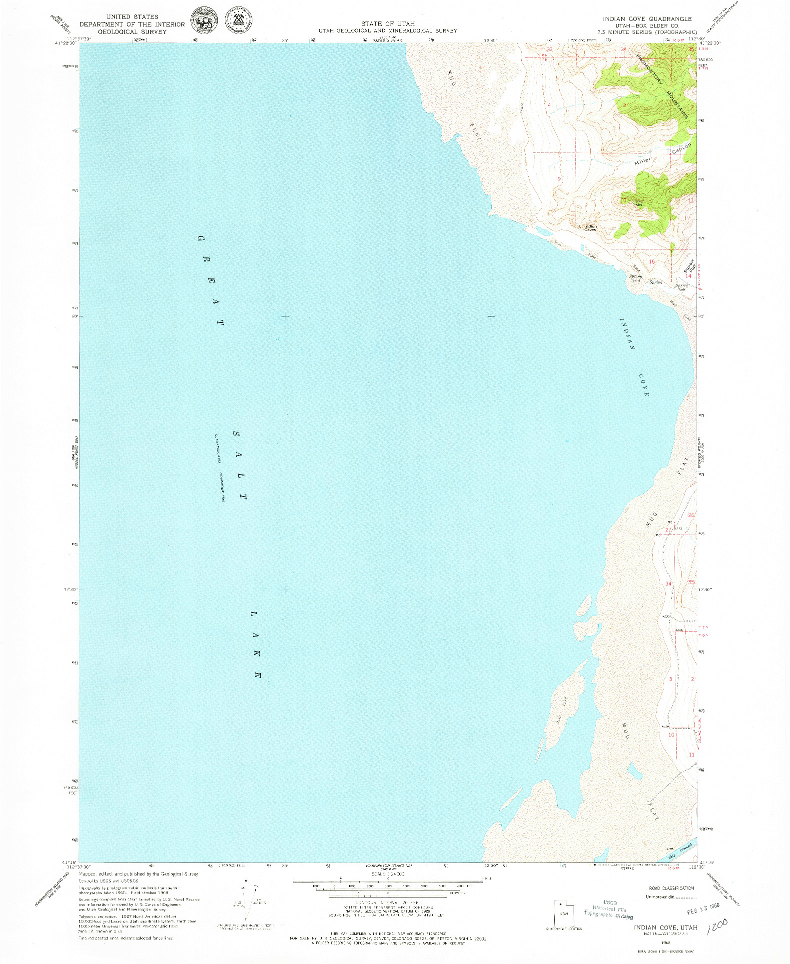 USGS 1:24000-SCALE QUADRANGLE FOR INDIAN COVE, UT 1968