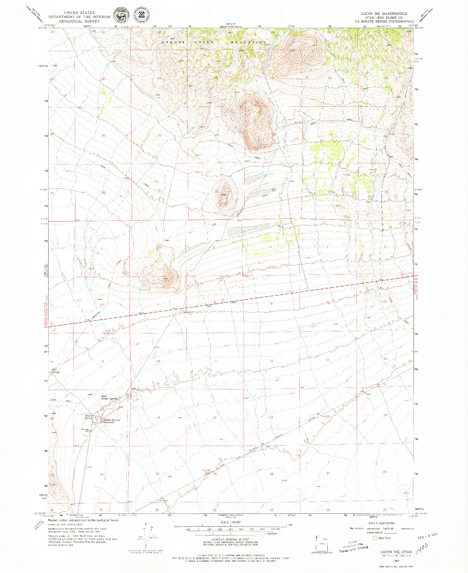 USGS 1:24000-SCALE QUADRANGLE FOR LUCIN NE, UT 1967