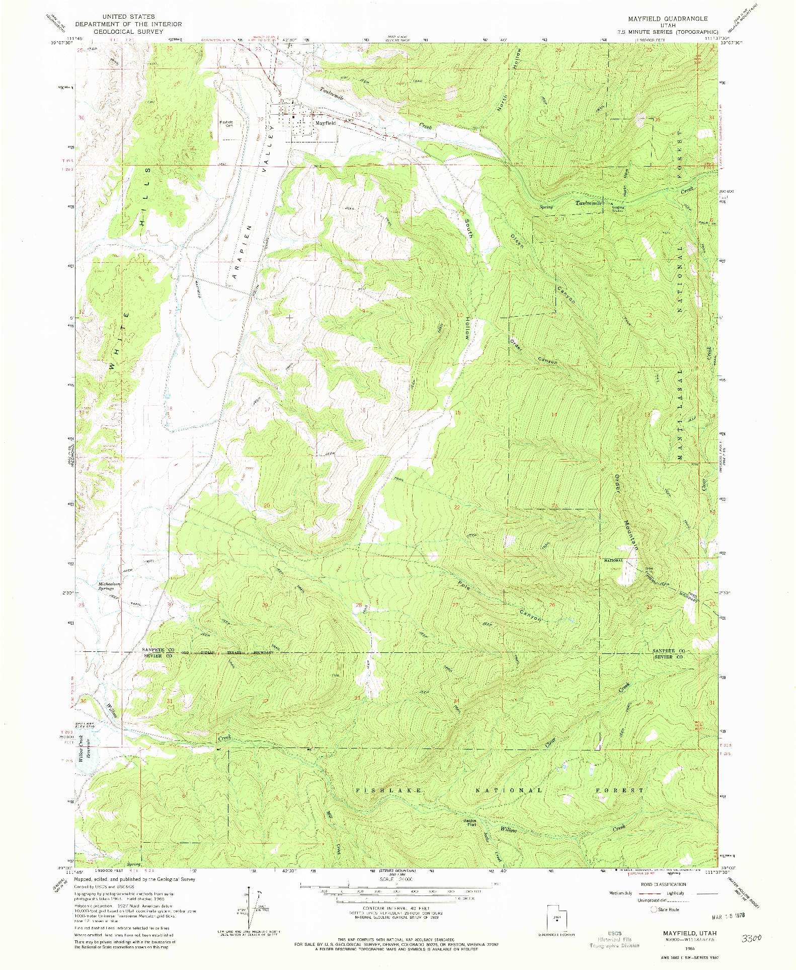 USGS 1:24000-SCALE QUADRANGLE FOR MAYFIELD, UT 1965