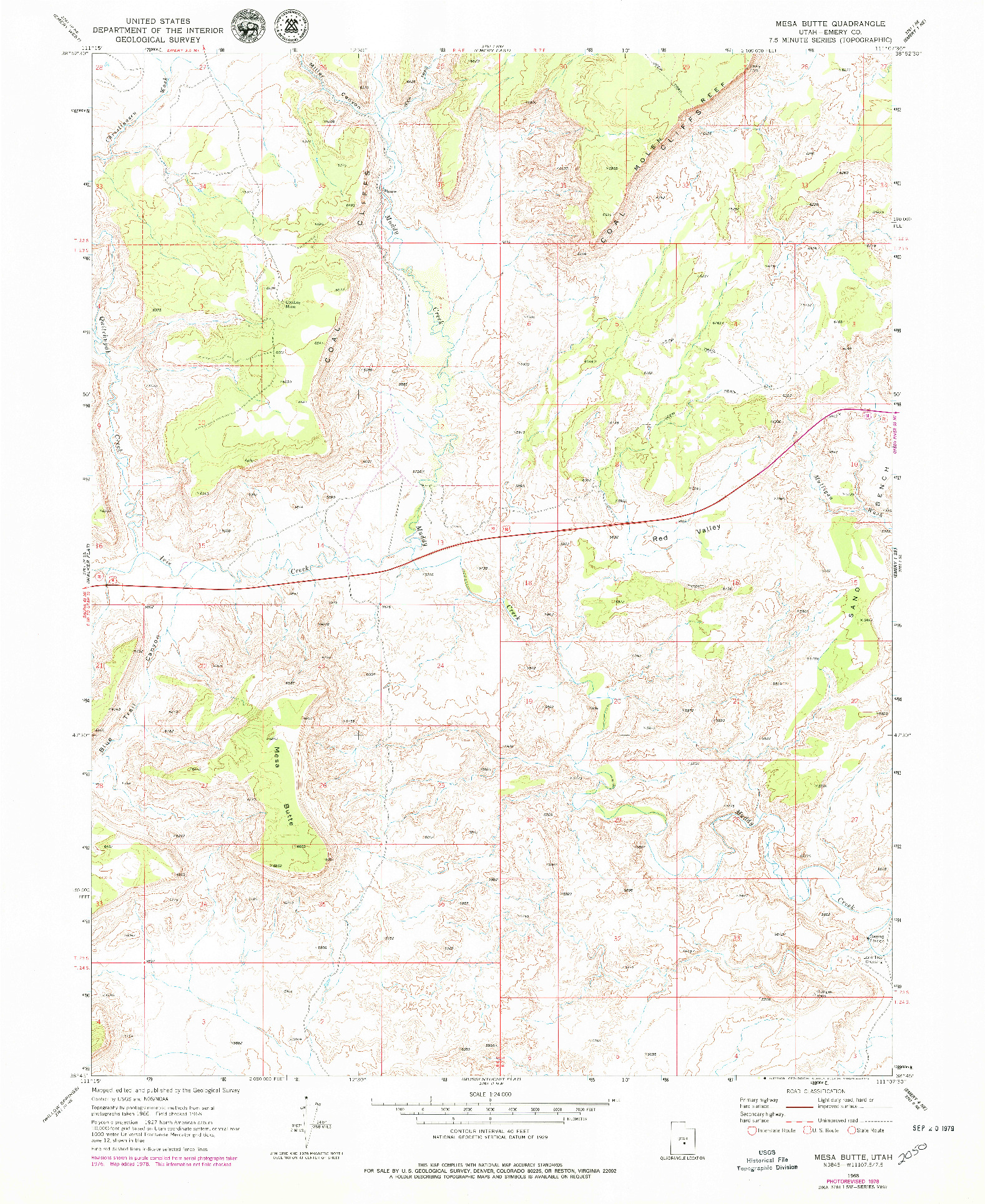 USGS 1:24000-SCALE QUADRANGLE FOR MESA BUTTE, UT 1968