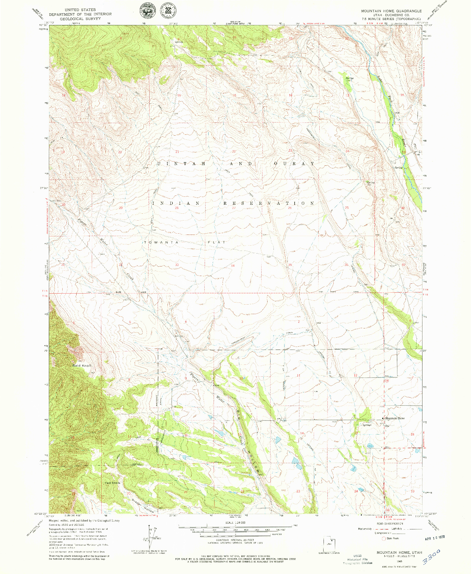 USGS 1:24000-SCALE QUADRANGLE FOR MOUNTAIN HOME, UT 1965