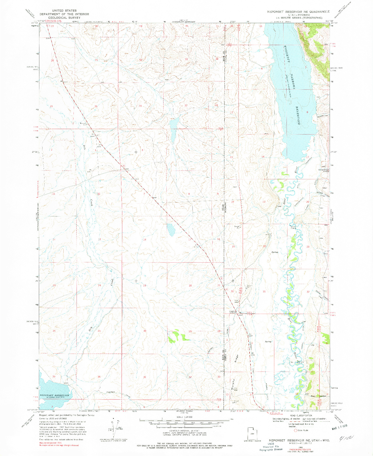 USGS 1:24000-SCALE QUADRANGLE FOR NEPONSET RESERVOIR NE, UT 1968