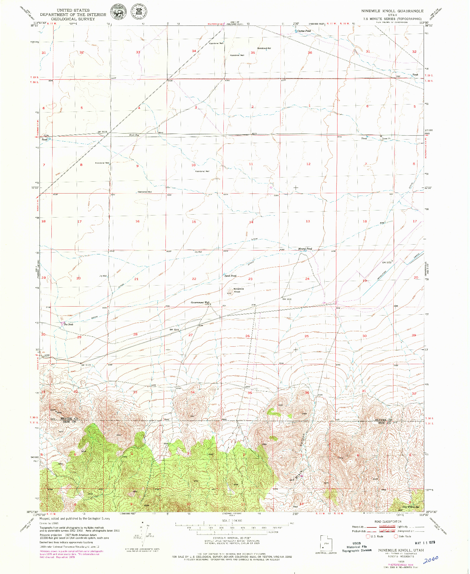 USGS 1:24000-SCALE QUADRANGLE FOR NINEMILE KNOLL, UT 1953