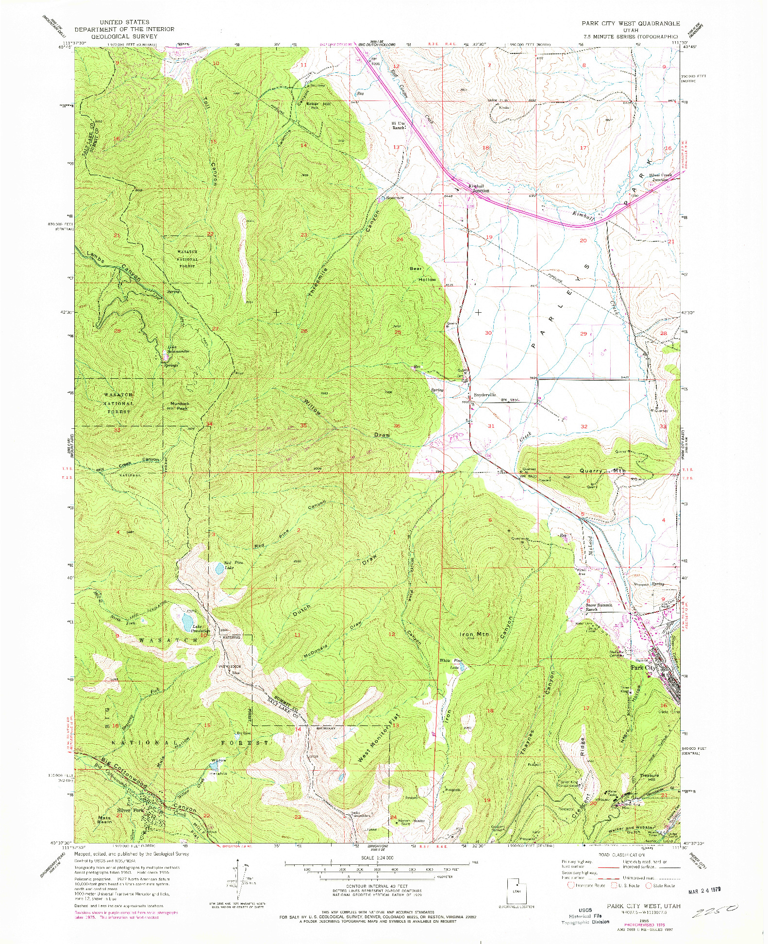 USGS 1:24000-SCALE QUADRANGLE FOR PARK CITY WEST, UT 1955