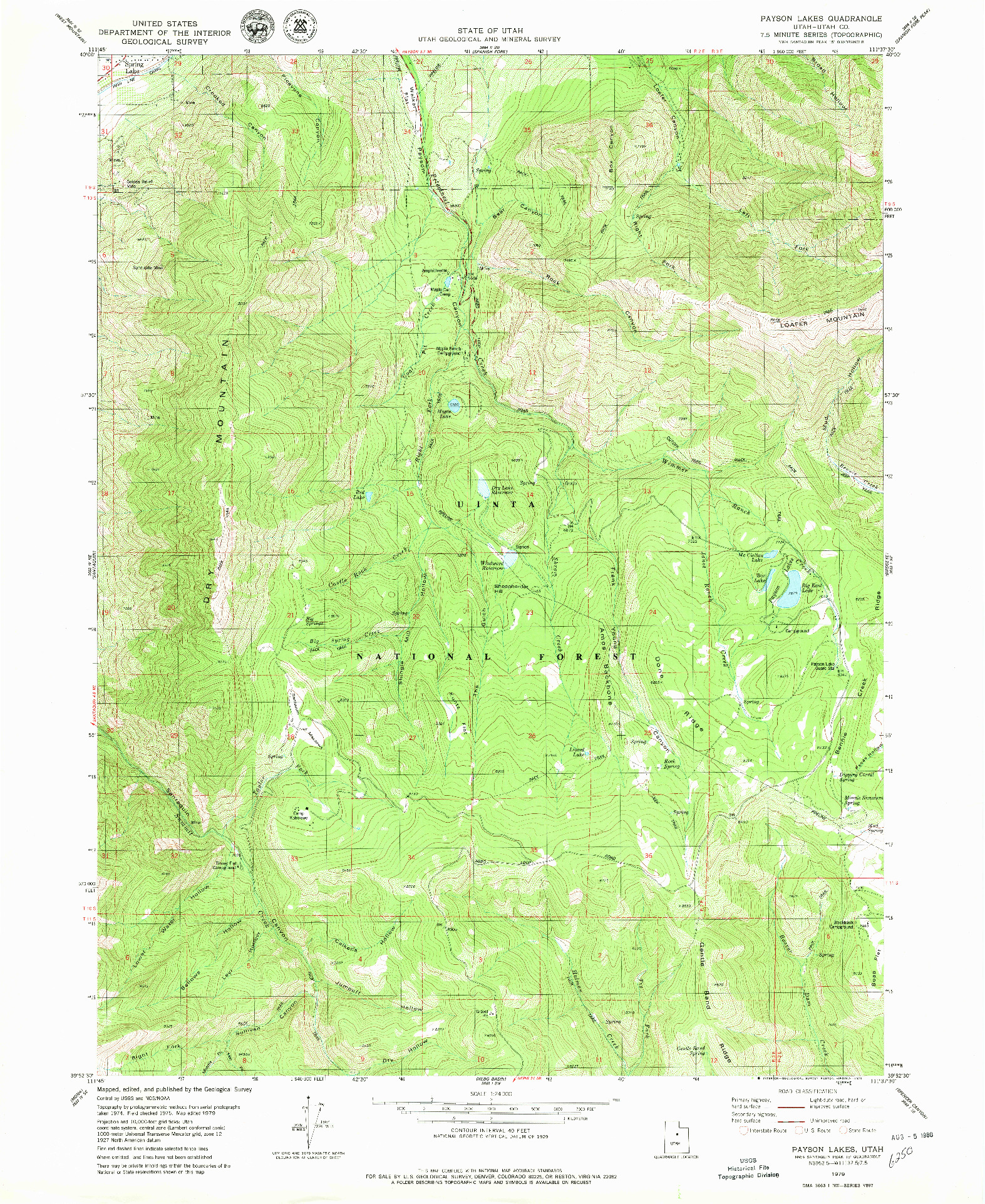 USGS 1:24000-SCALE QUADRANGLE FOR PAYSON LAKES, UT 1979