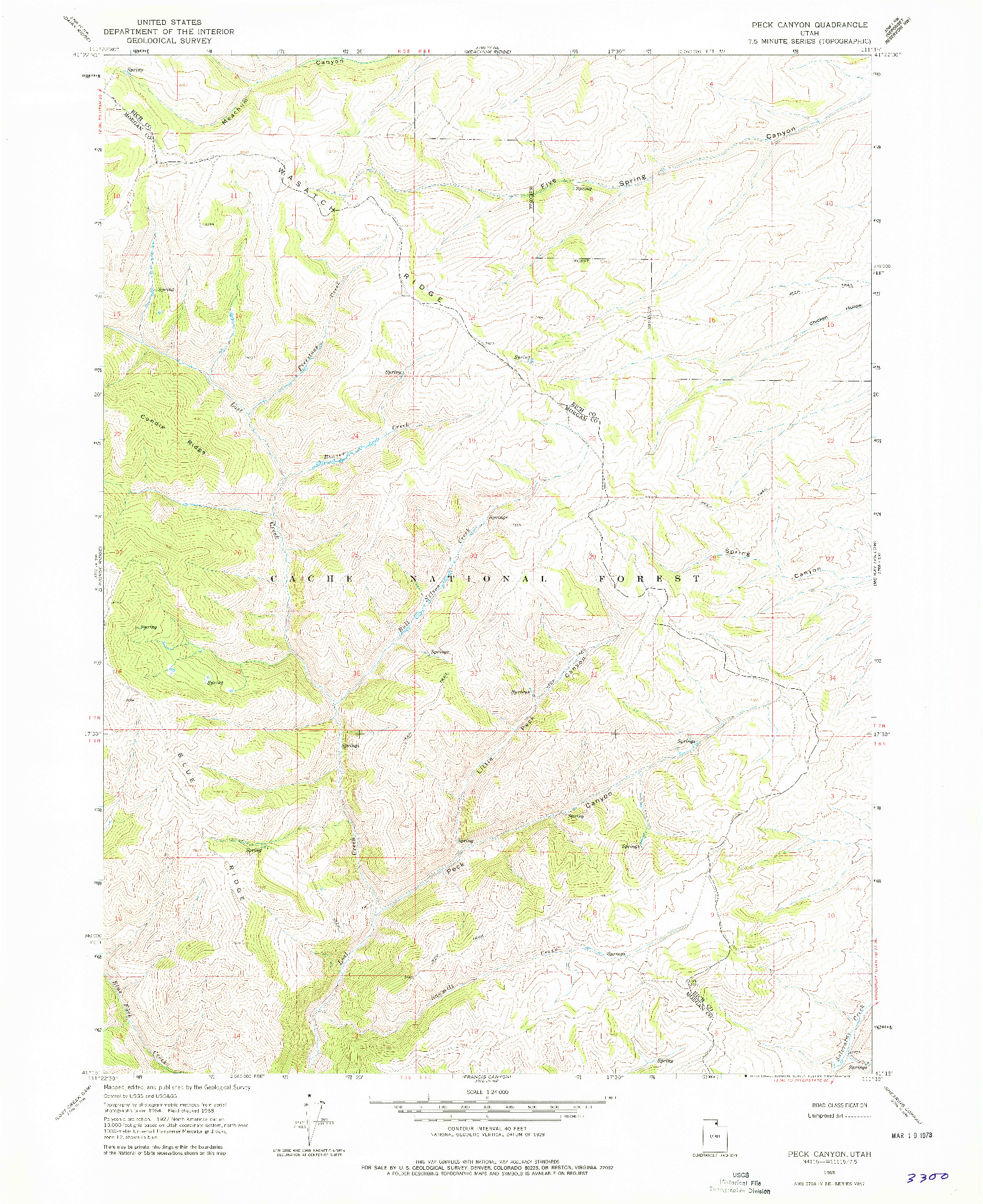 USGS 1:24000-SCALE QUADRANGLE FOR PECK CANYON, UT 1968