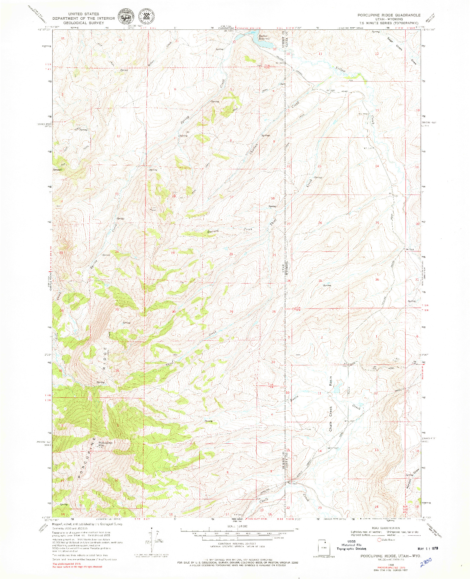 USGS 1:24000-SCALE QUADRANGLE FOR PORCUPINE RIDGE, UT 1968