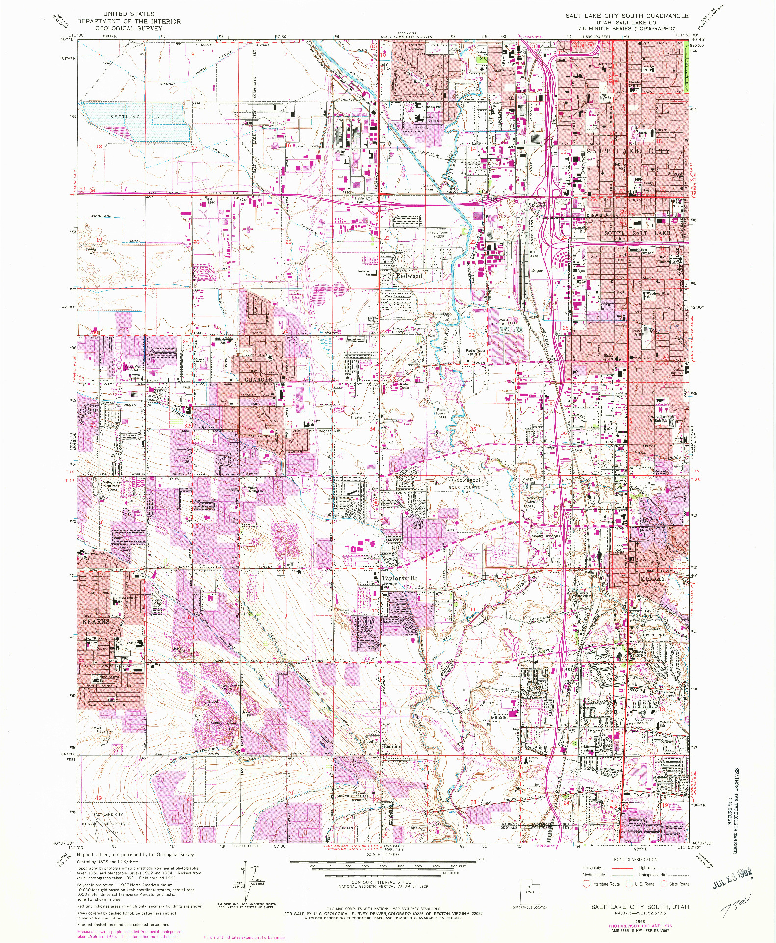 USGS 1:24000-SCALE QUADRANGLE FOR SALT LAKE CITY SOUTH, UT 1963