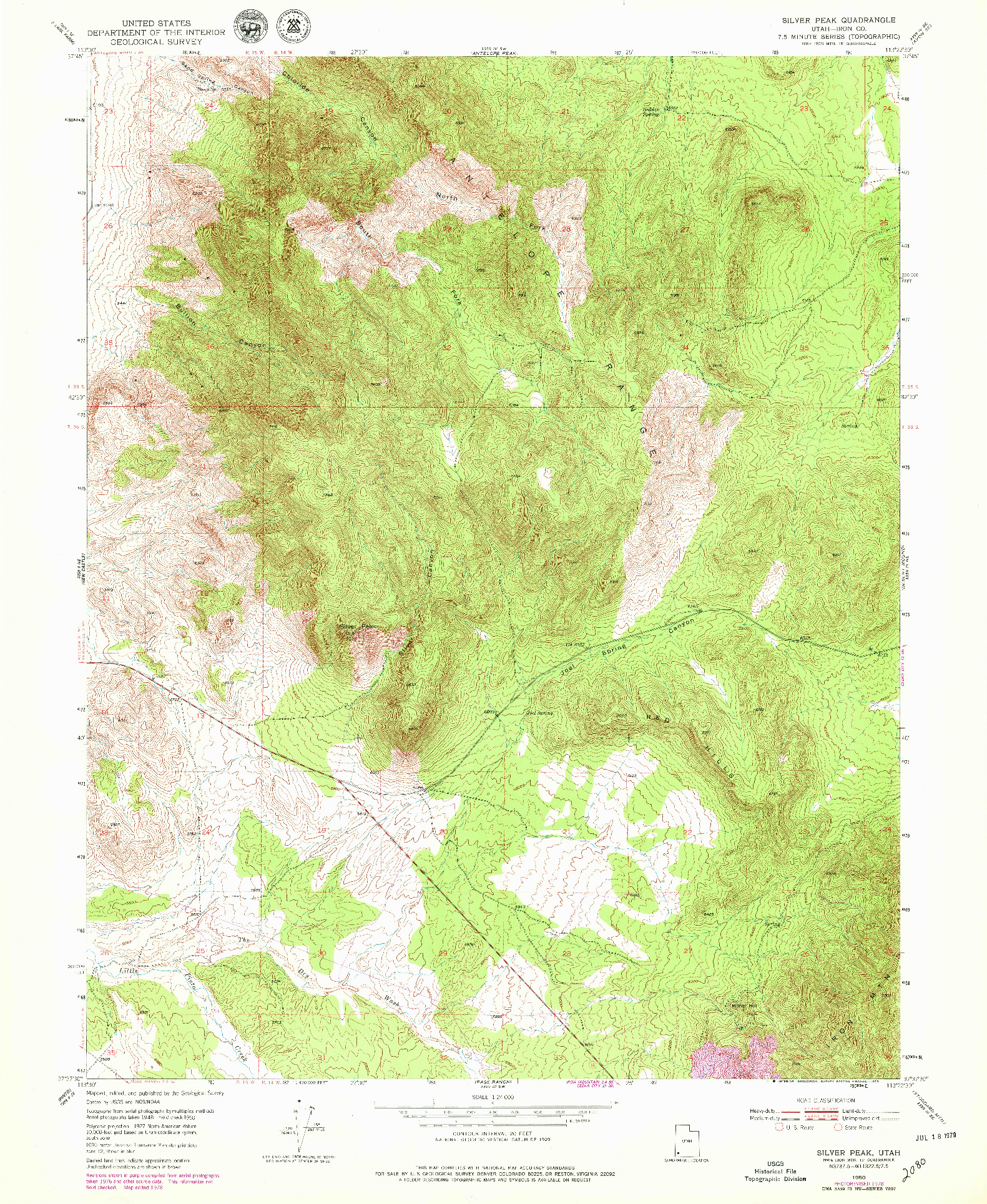 USGS 1:24000-SCALE QUADRANGLE FOR SILVER PEAK, UT 1950