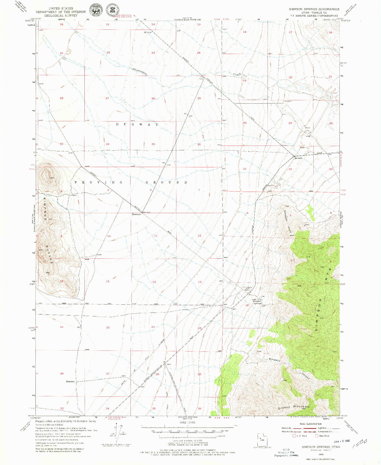 USGS 1:24000-SCALE QUADRANGLE FOR SIMPSON SPRINGS, UT 1955