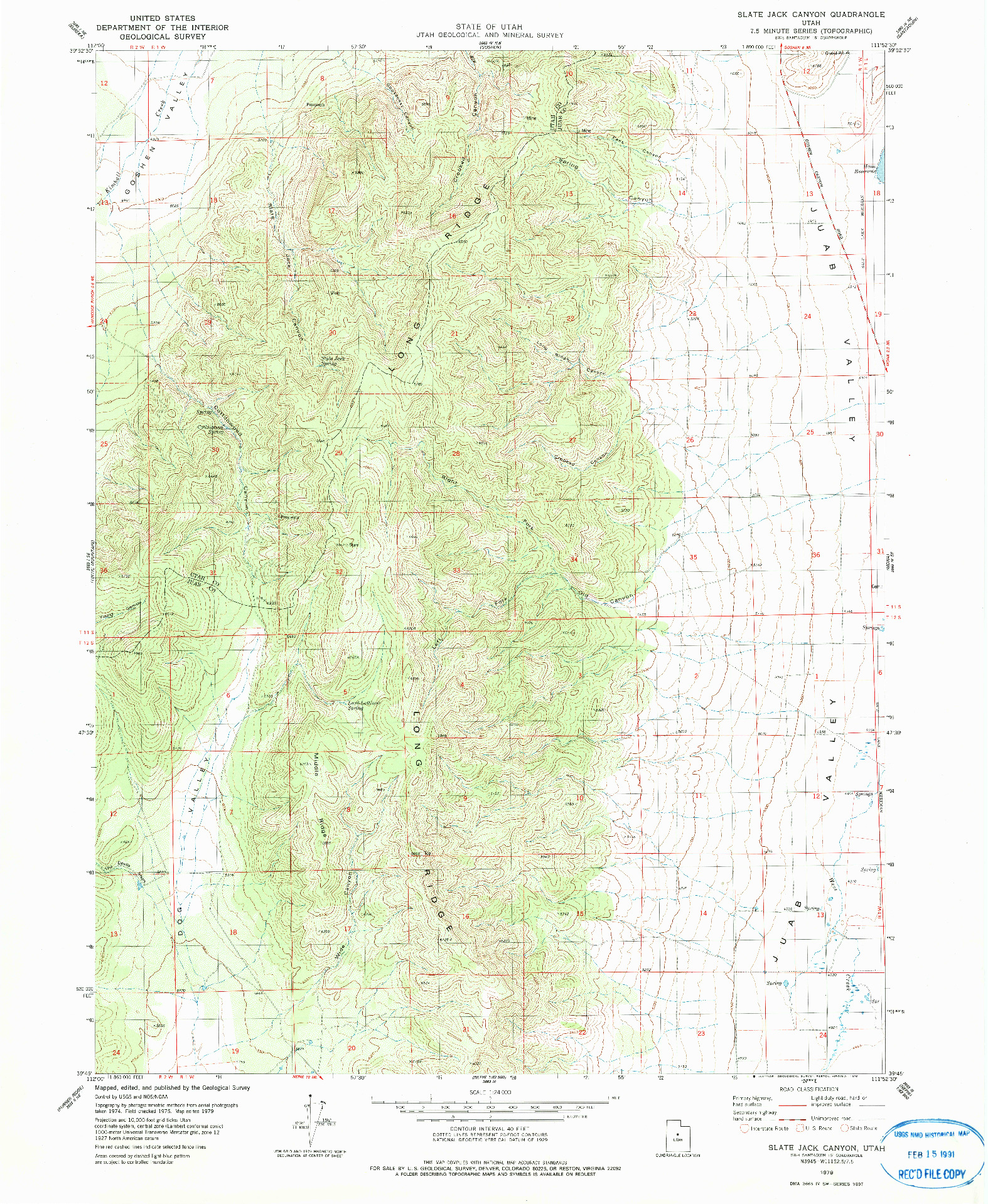 USGS 1:24000-SCALE QUADRANGLE FOR SLATE JACK CANYON, UT 1979