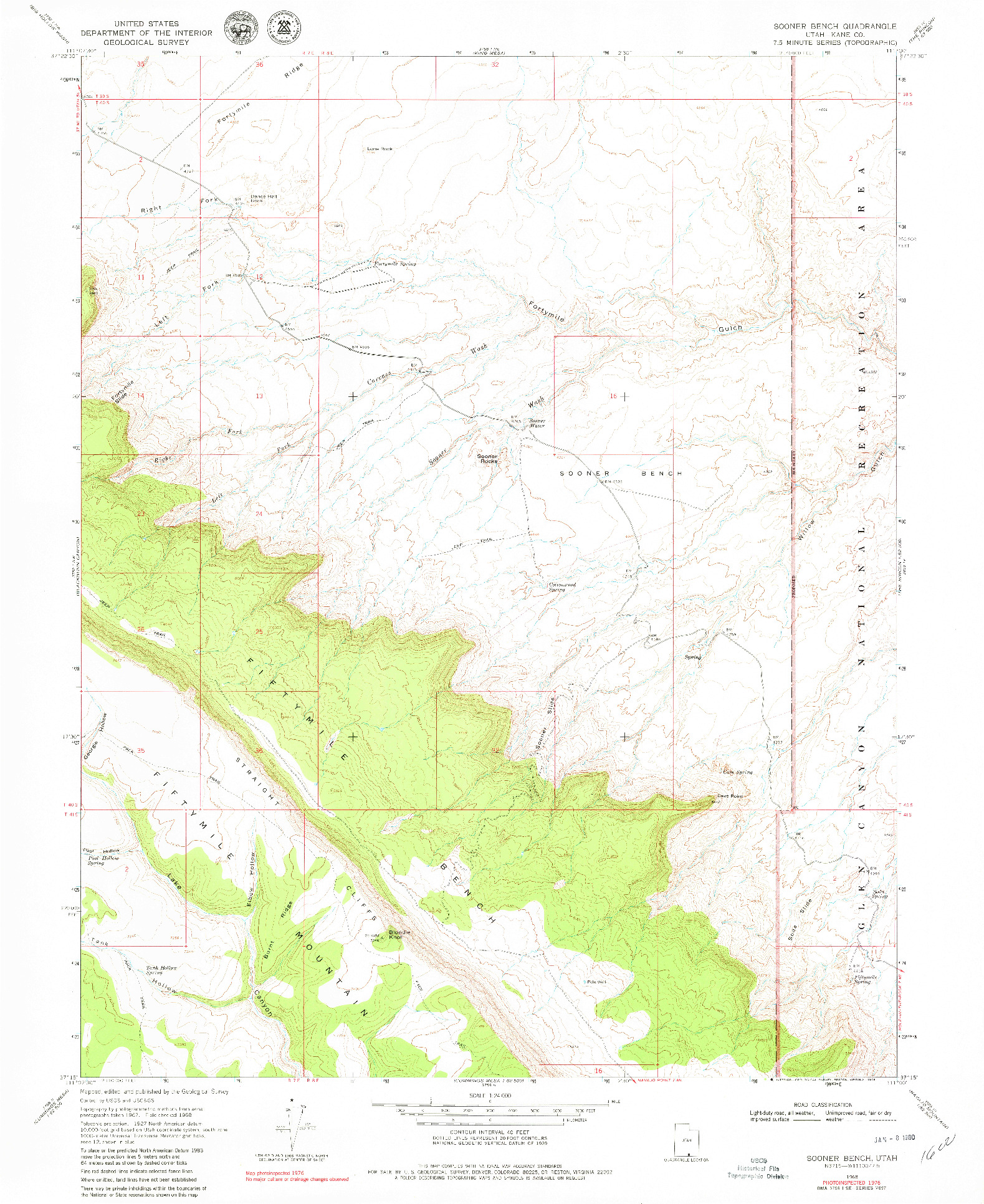 USGS 1:24000-SCALE QUADRANGLE FOR SOONER BENCH, UT 1968