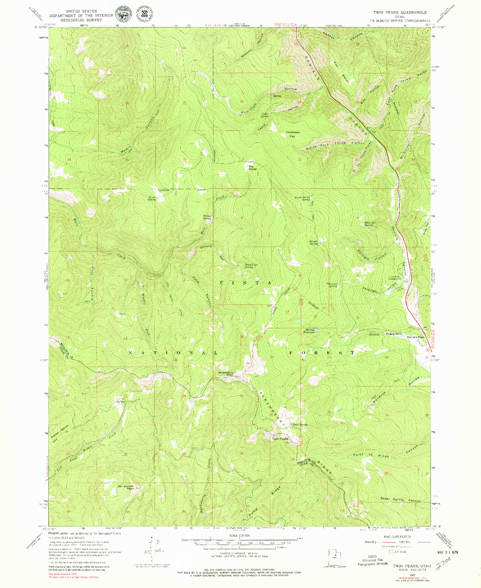 USGS 1:24000-SCALE QUADRANGLE FOR TWIN PEAKS, UT 1967