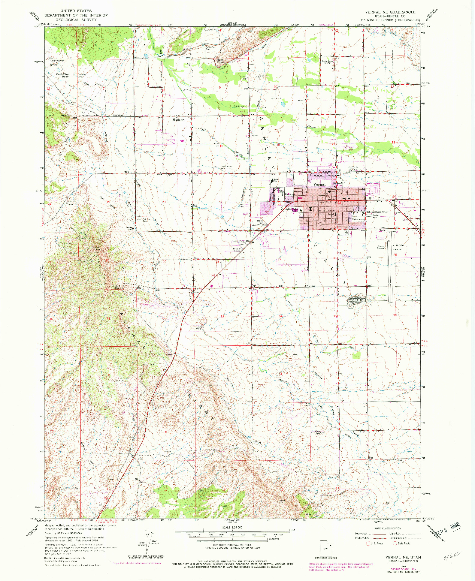 USGS 1:24000-SCALE QUADRANGLE FOR VERNAL NE, UT 1964