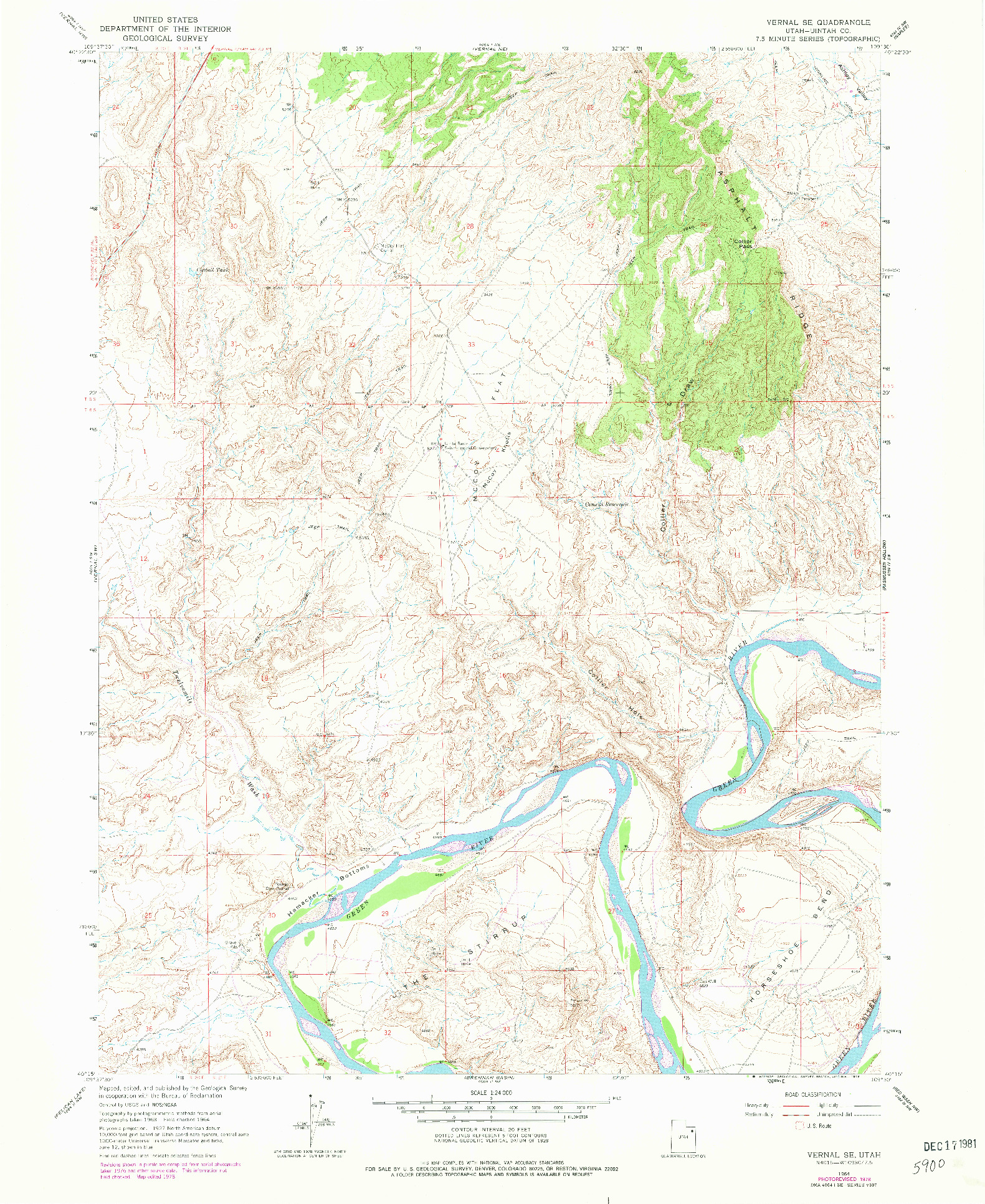 USGS 1:24000-SCALE QUADRANGLE FOR VERNAL SE, UT 1964