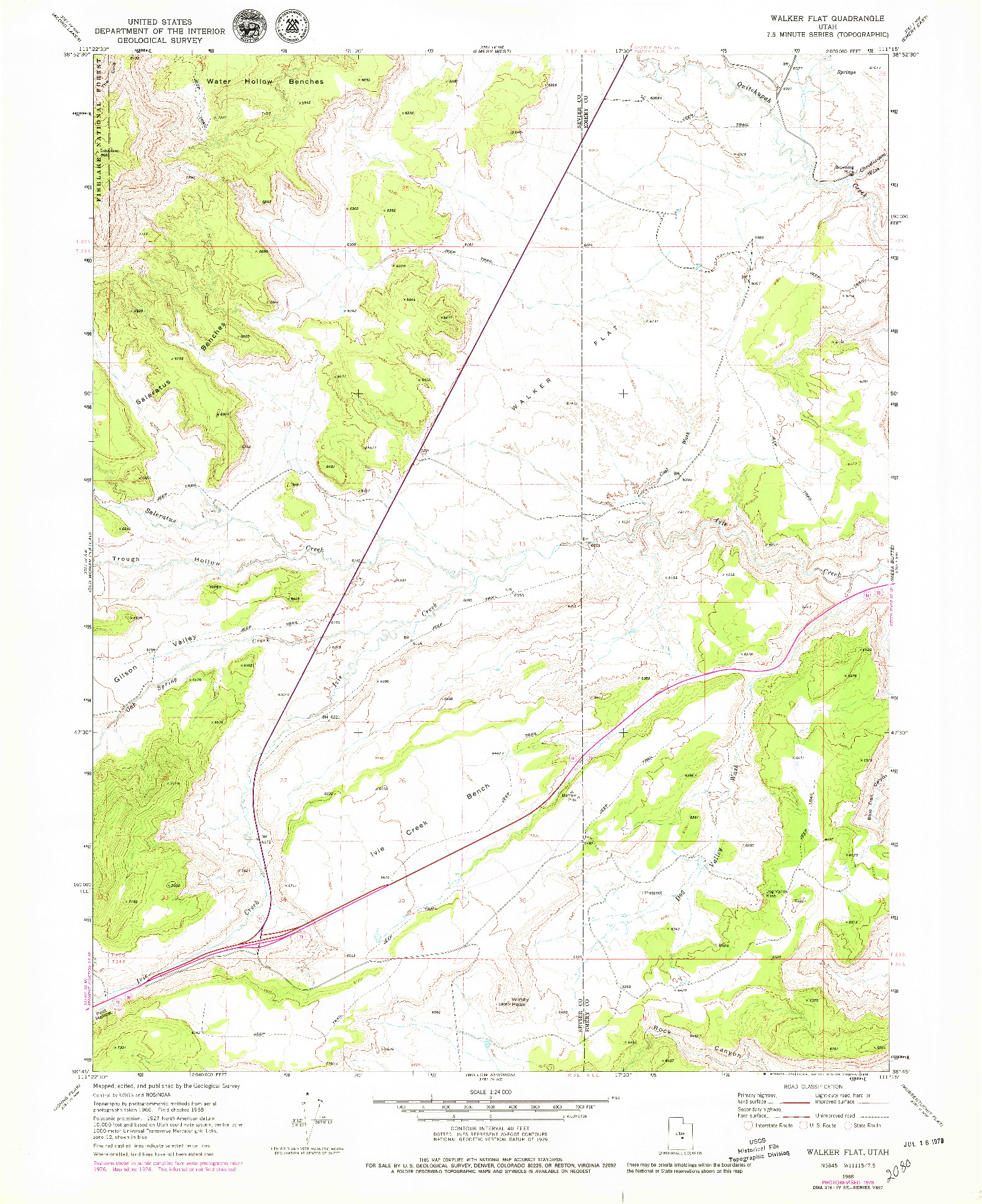 USGS 1:24000-SCALE QUADRANGLE FOR WALKER FLAT, UT 1968