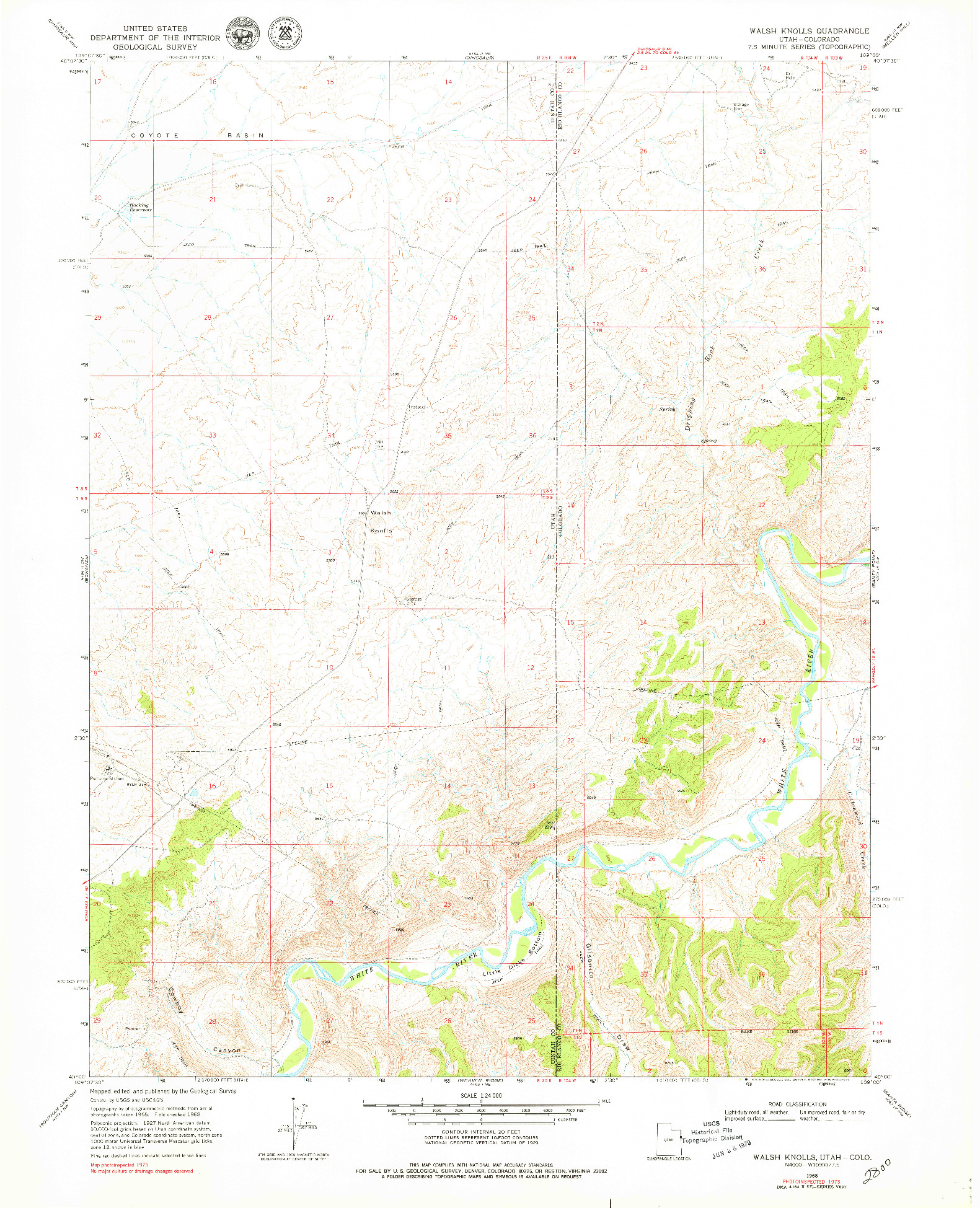 USGS 1:24000-SCALE QUADRANGLE FOR WALSH KNOLLS, UT 1968