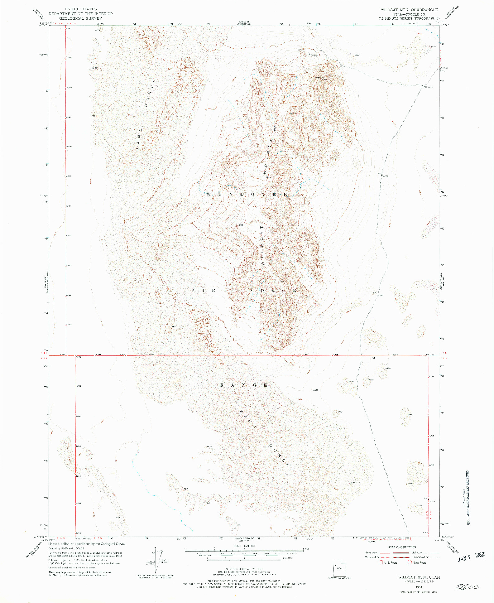 USGS 1:24000-SCALE QUADRANGLE FOR WILDCAT MTN, UT 1954