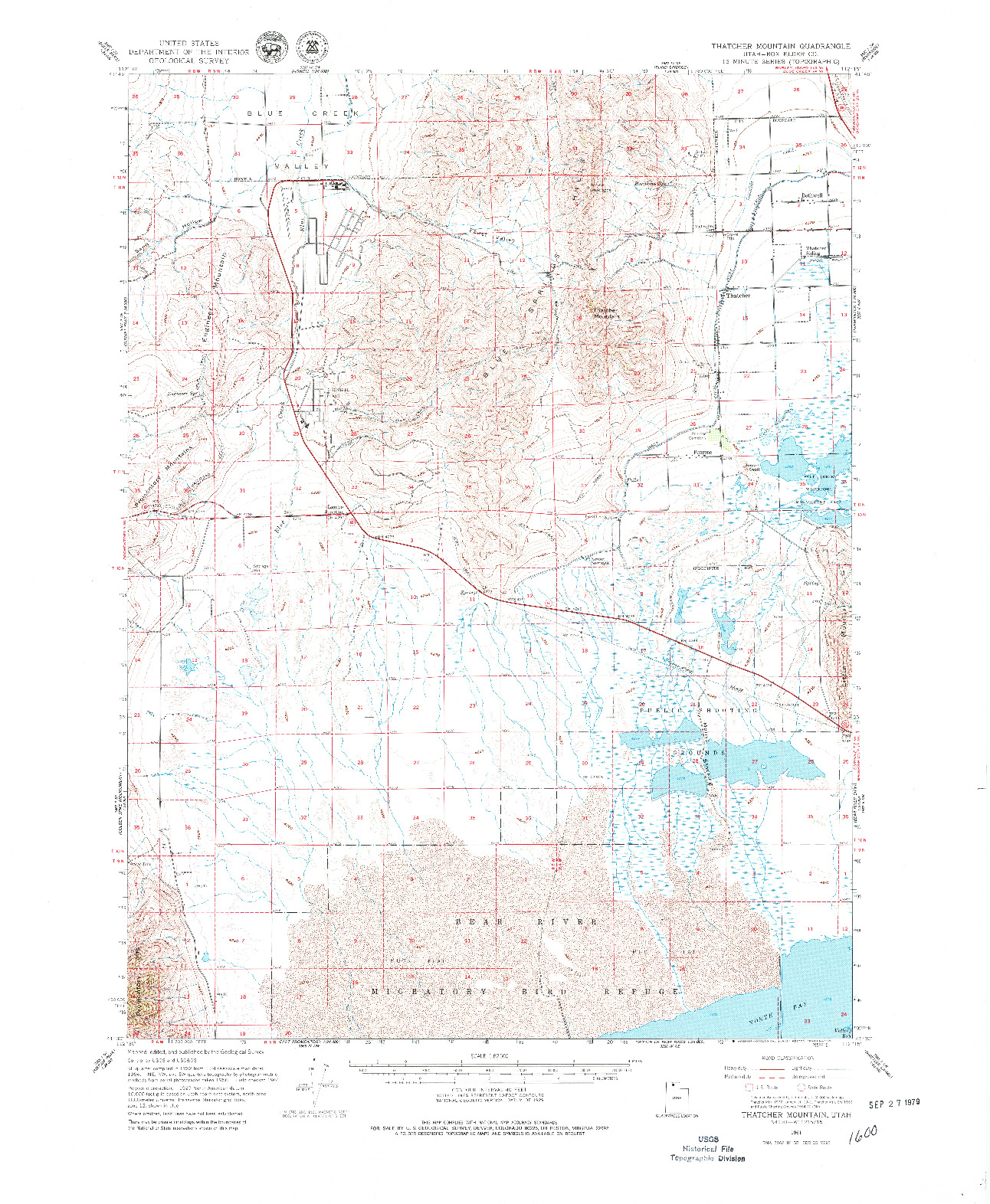 USGS 1:62500-SCALE QUADRANGLE FOR THATCHER MOUNTAIN, UT 1961