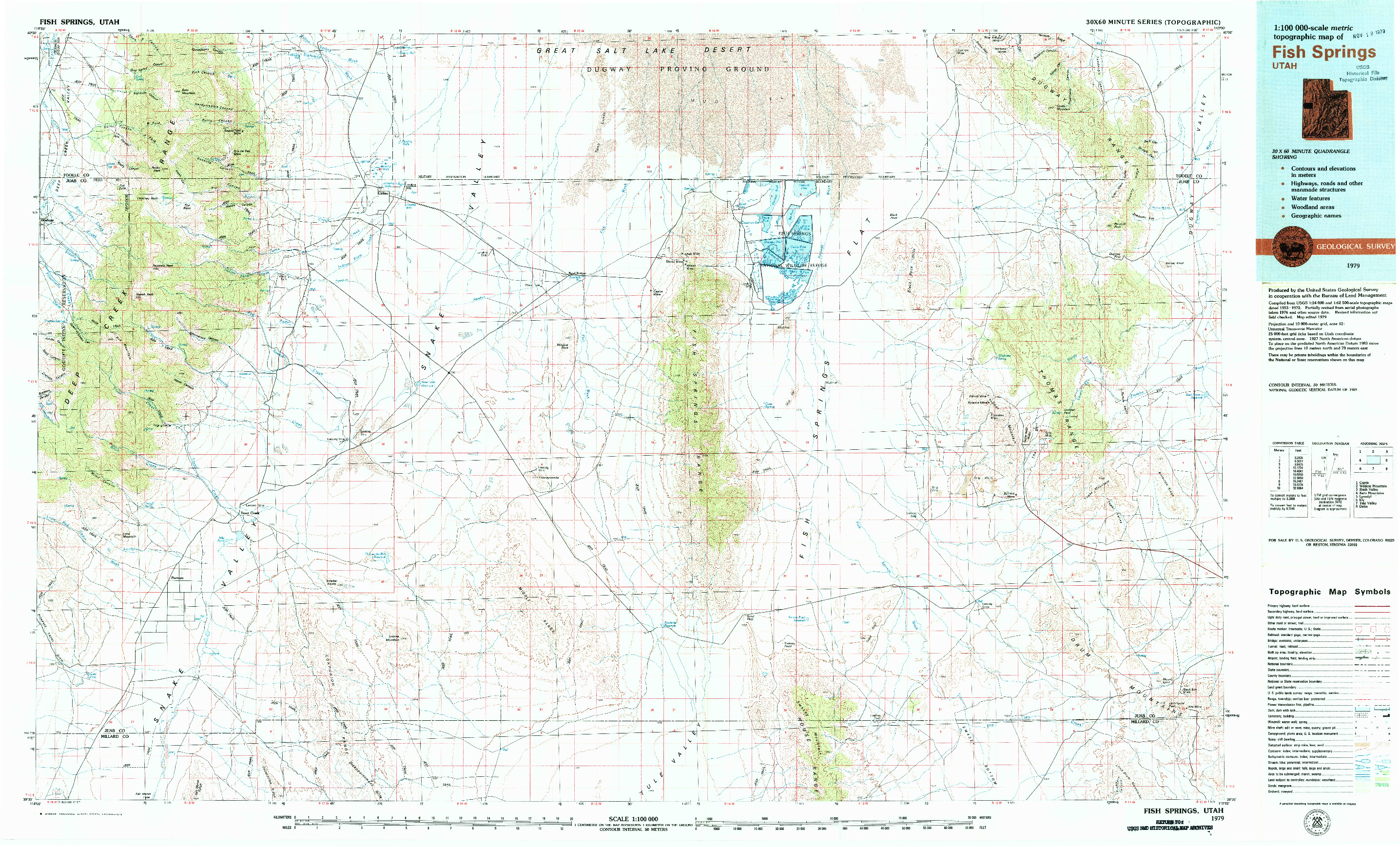 USGS 1:100000-SCALE QUADRANGLE FOR FISH SPRINGS, UT 1979