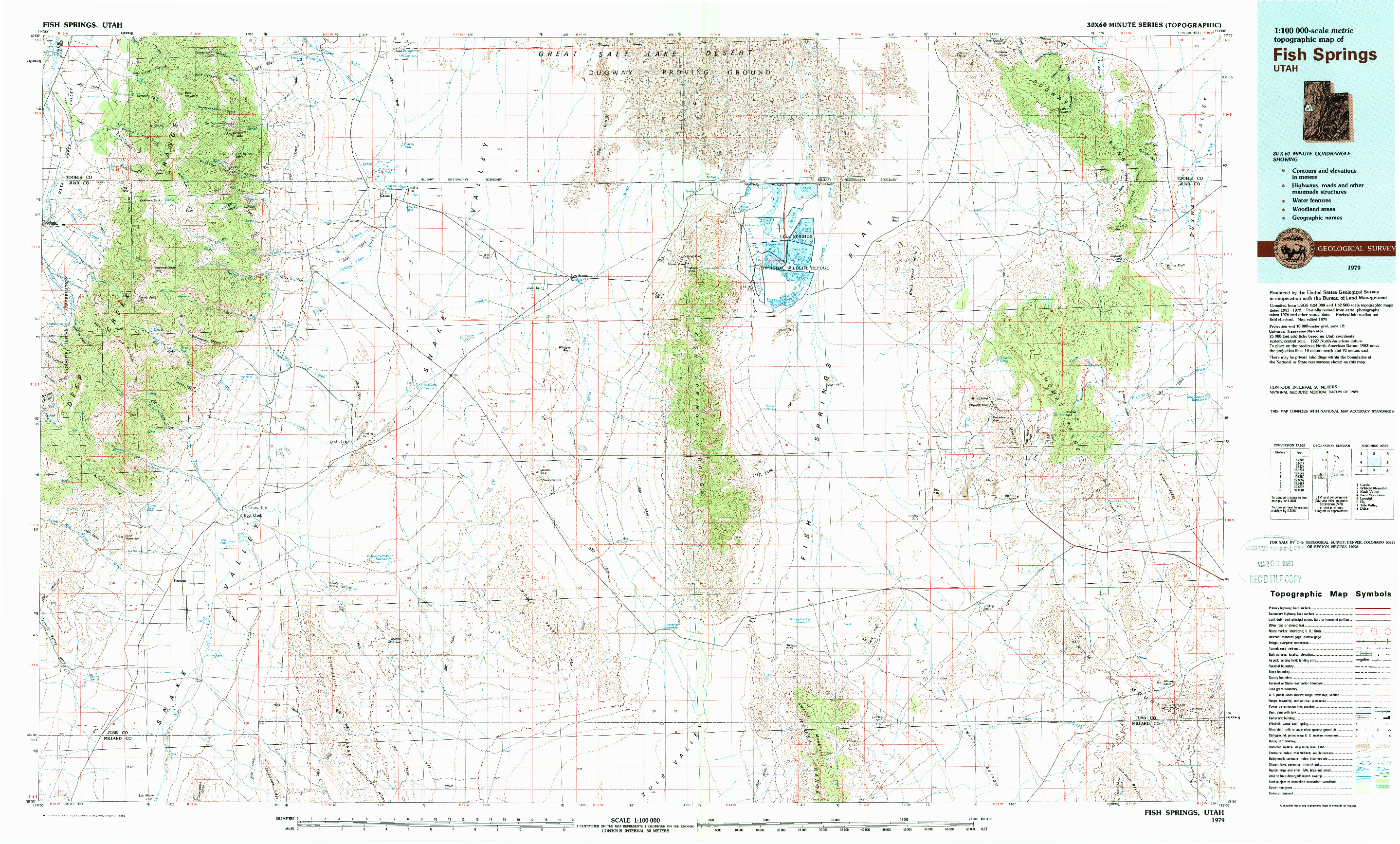 USGS 1:100000-SCALE QUADRANGLE FOR FISH SPRINGS, UT 1979