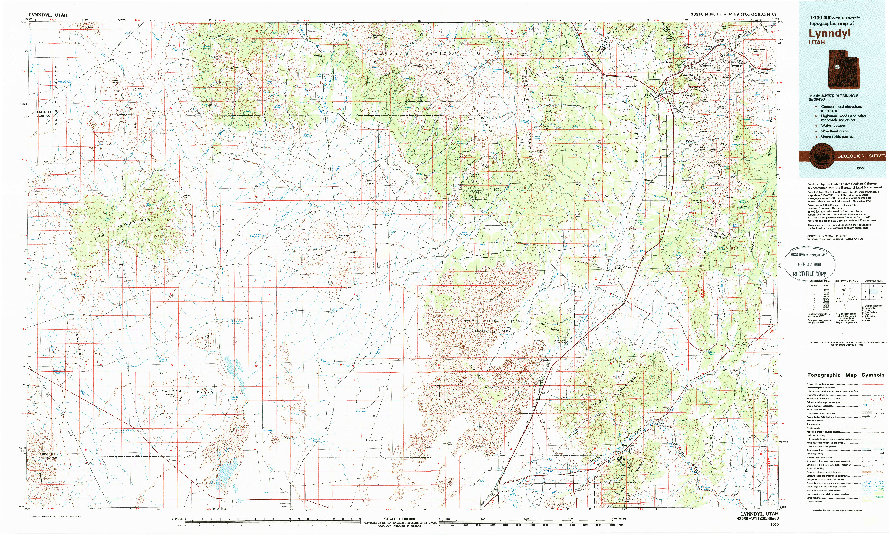 USGS 1:100000-SCALE QUADRANGLE FOR LYNNDYL, UT 1979